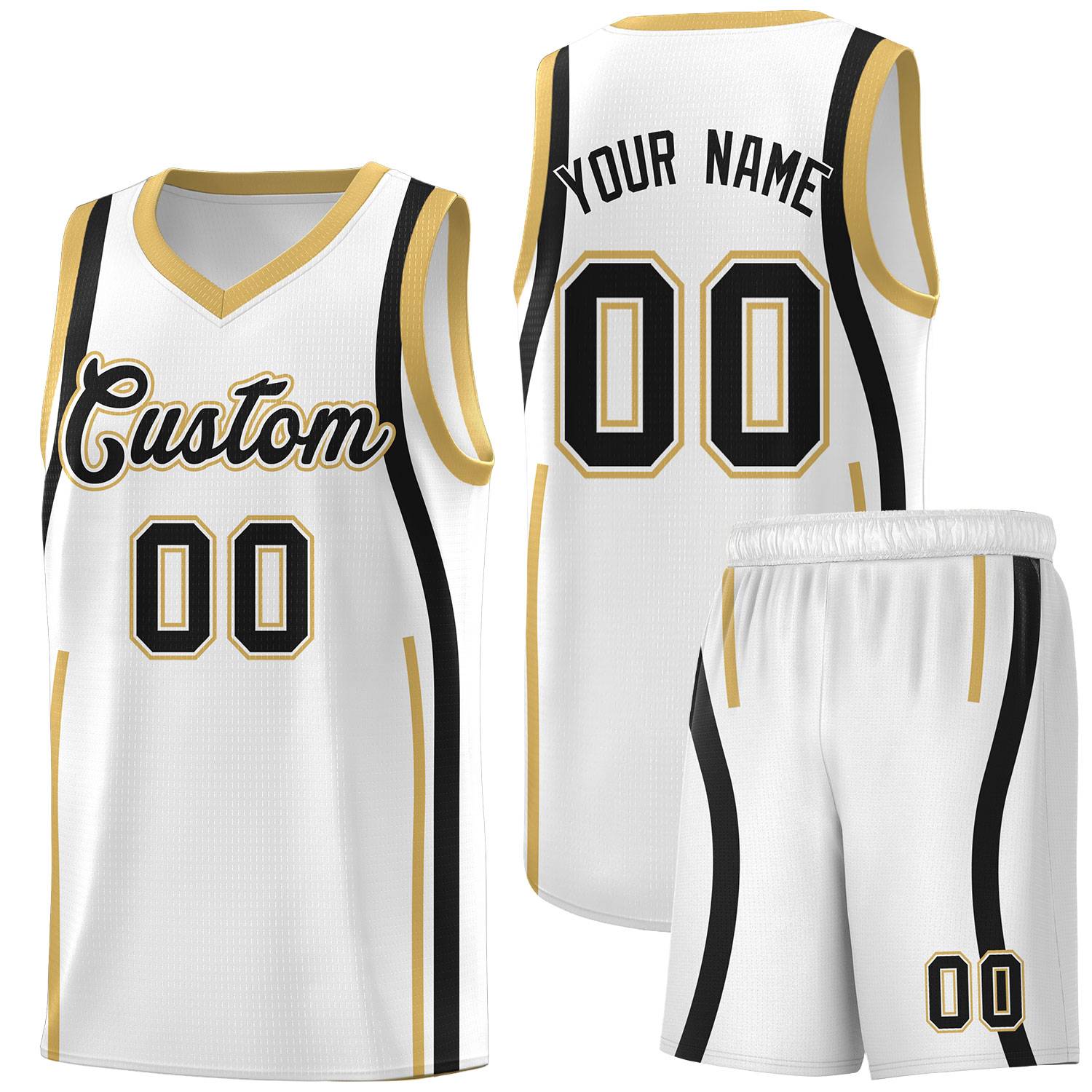 Custom White Black AND White Basketball Jersey