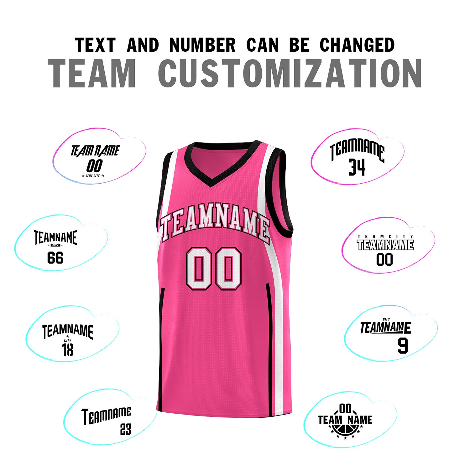 Custom Pink Black-White Ribbon Pattern Basketball Kits