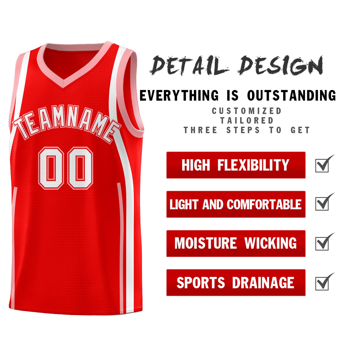 Custom Light Red Light Pink-White Ribbon Pattern Basketball Kits
