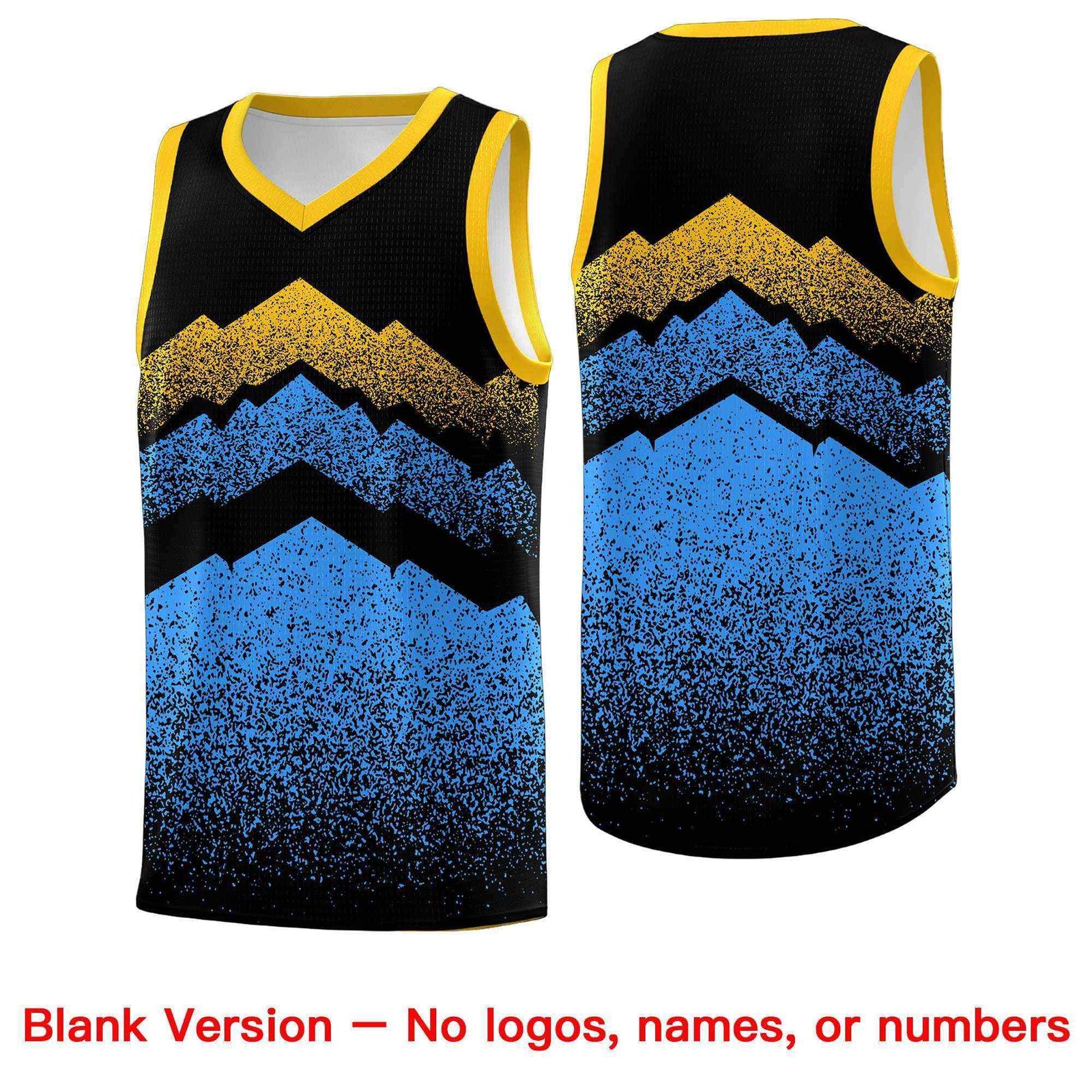 Custom Youth Basketball Jerseys Black Powder Blue Gradient Mountain Design Uniforms