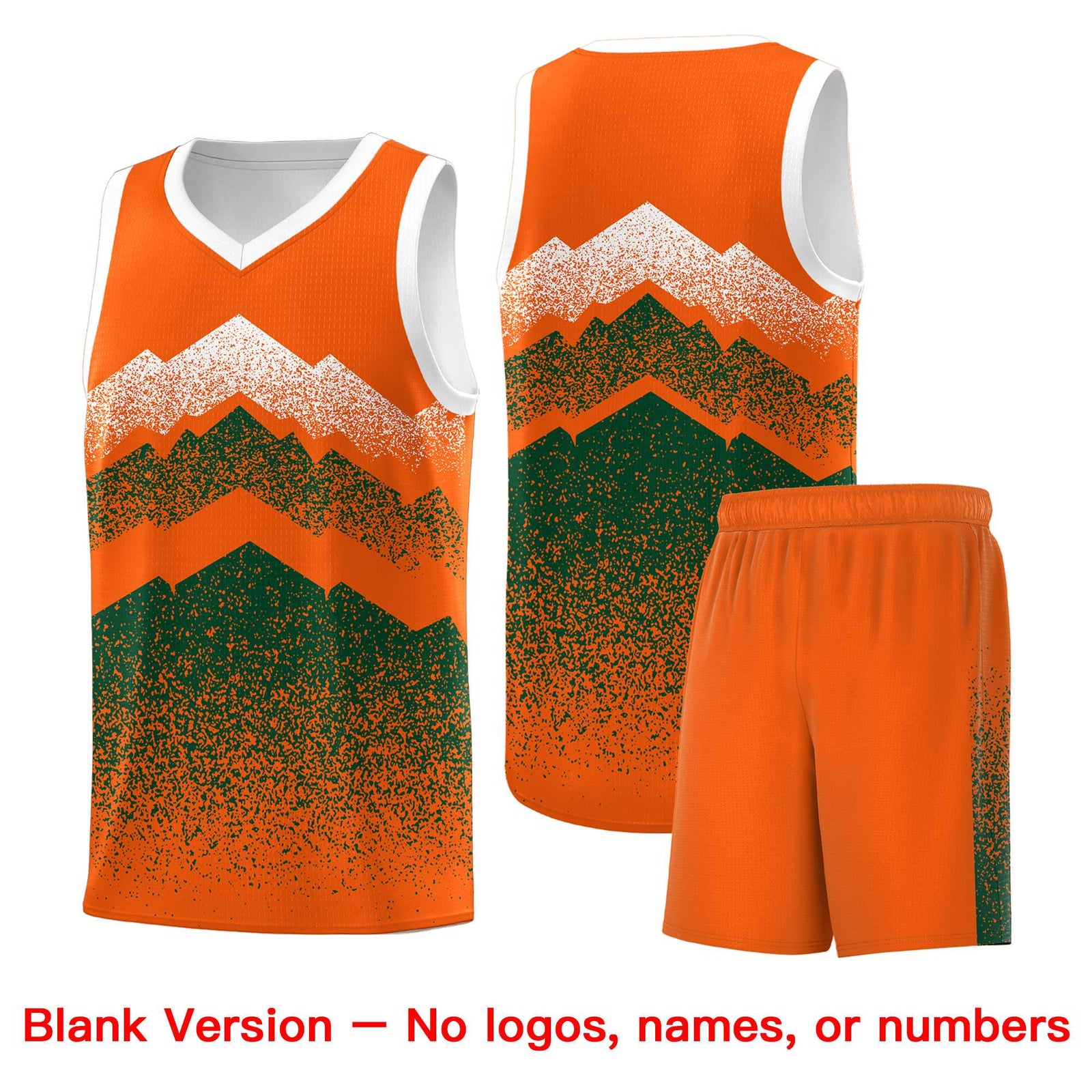 Personalized Youth Basketball Jerseys Orange Green Gradient Mountain Design Uniforms