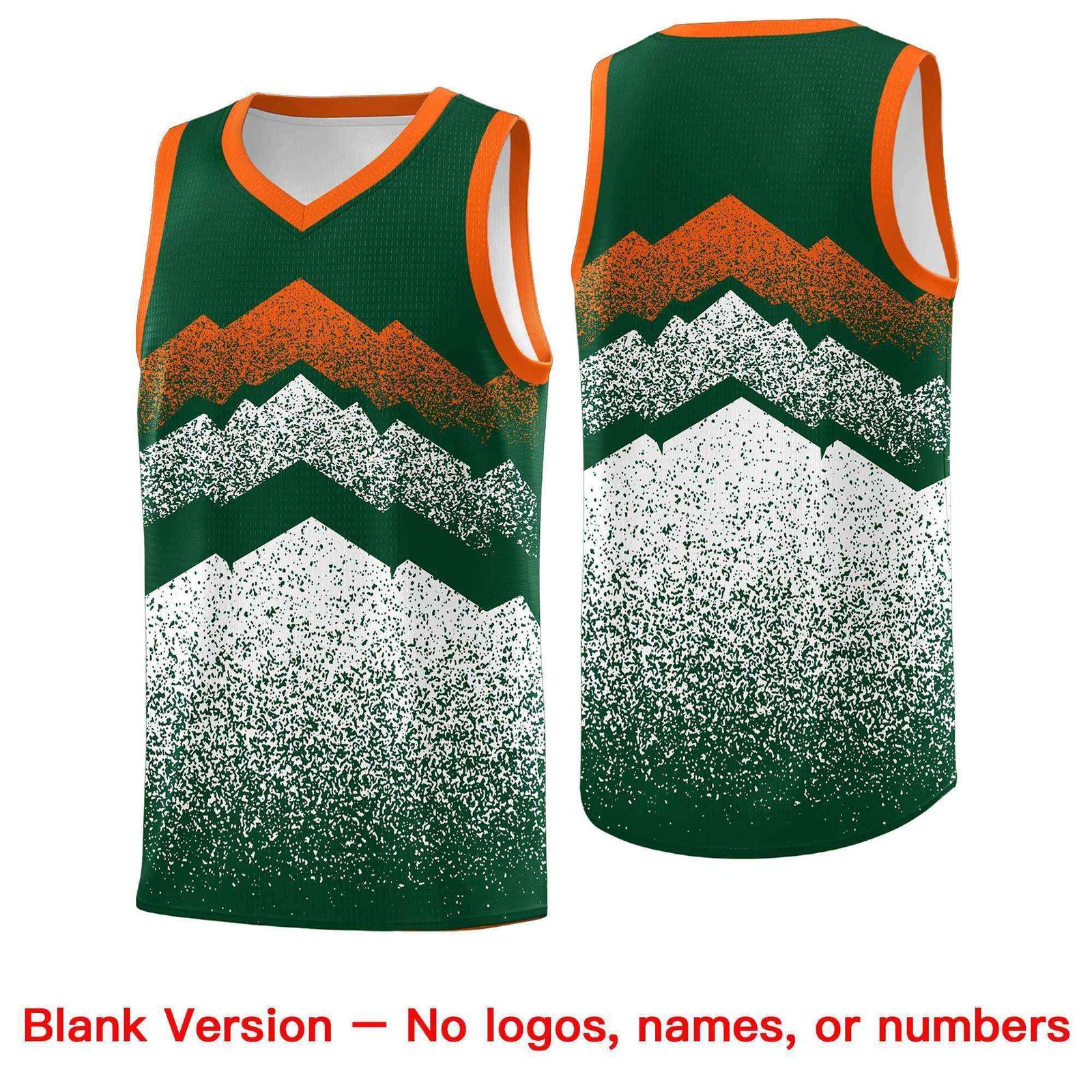 Personalized Youth Basketball Jerseys Green White Gradient Mountain Design Uniforms