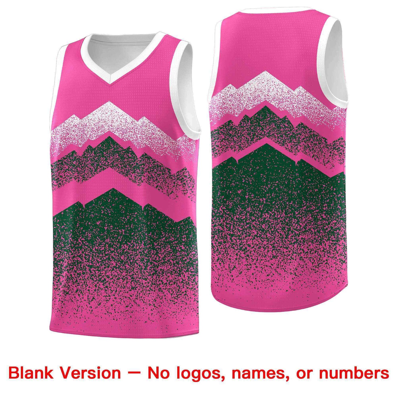 Personalized Youth Basketball Jerseys Pink Green Gradient Mountain Design Uniforms