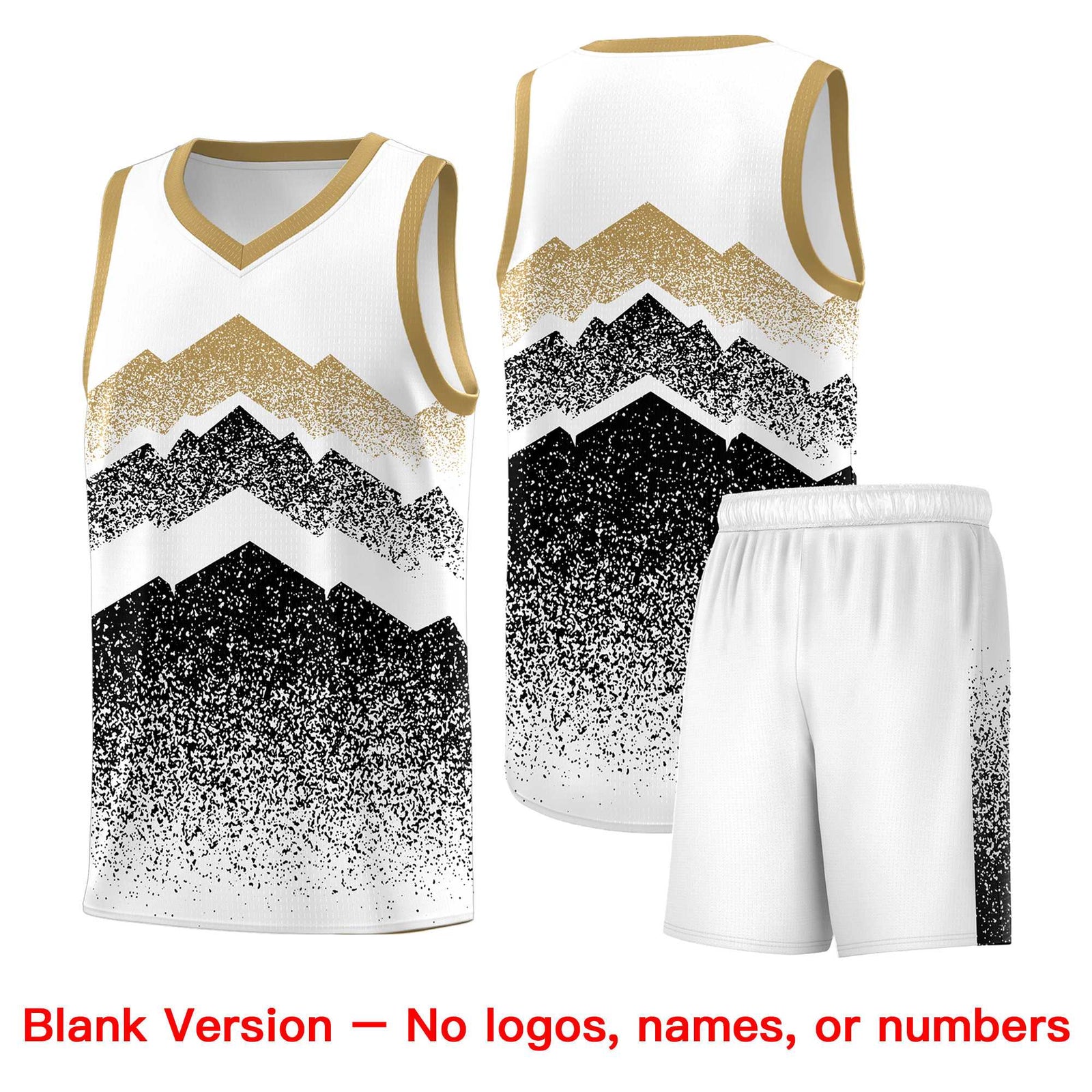 Custom Youth Basketball Jerseys White Black Gradient Mountain Design Uniforms
