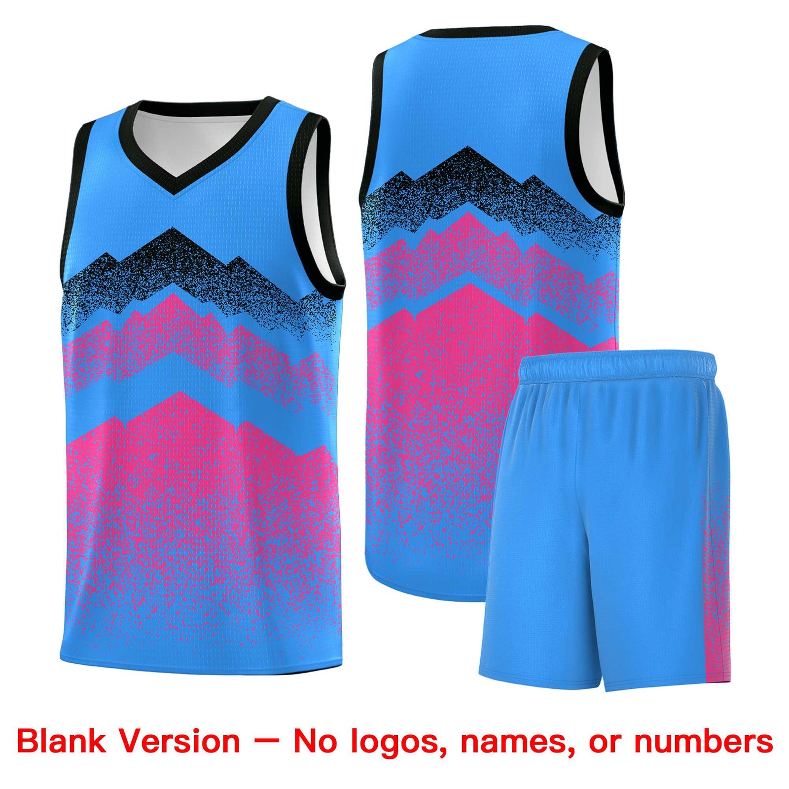 Custom Youth Basketball Jerseys Powder Blue Pink Gradient Mountain Design Uniforms