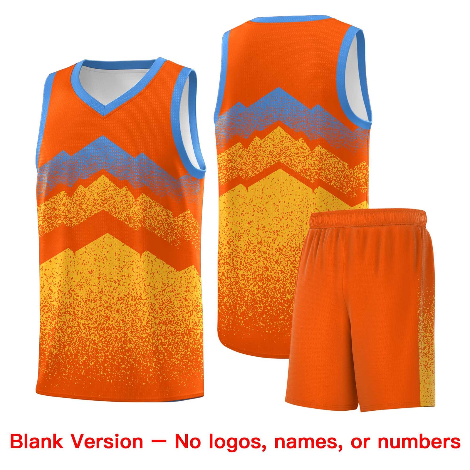 Custom Youth Basketball Jerseys Orange Gold Gradient Mountain Design Uniforms