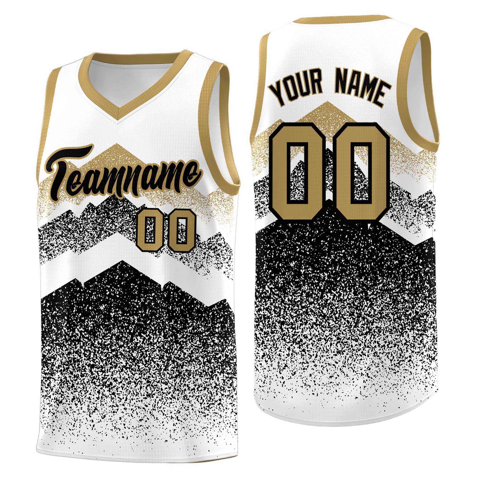 Custom Youth Basketball Jerseys White Black Gradient Mountain Design Uniforms