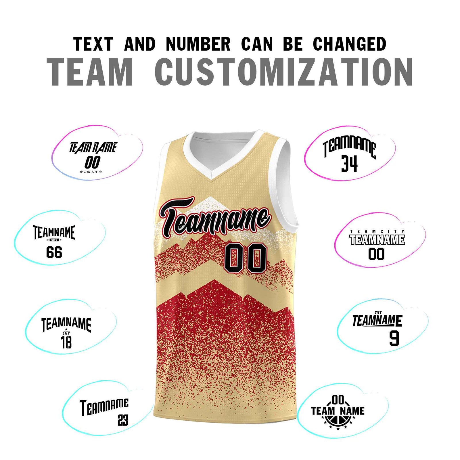 Custom Youth Basketball Jerseys Khaki Red Gradient Mountain Design Uniforms