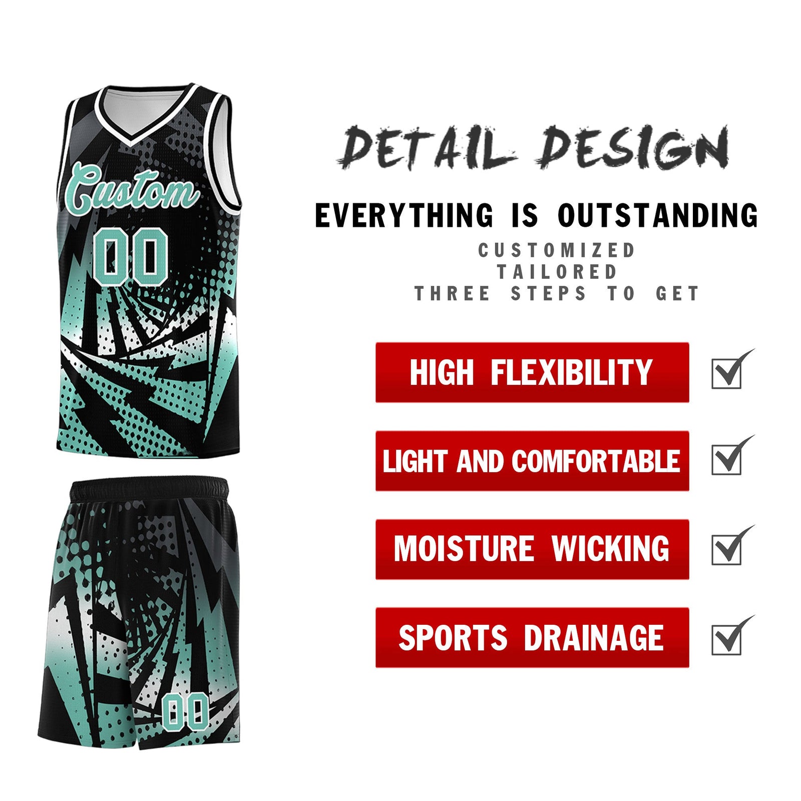 Custom Youth Basketball Jerseys Black Bright Green Lightning Halftone Personalized Team Uniforms