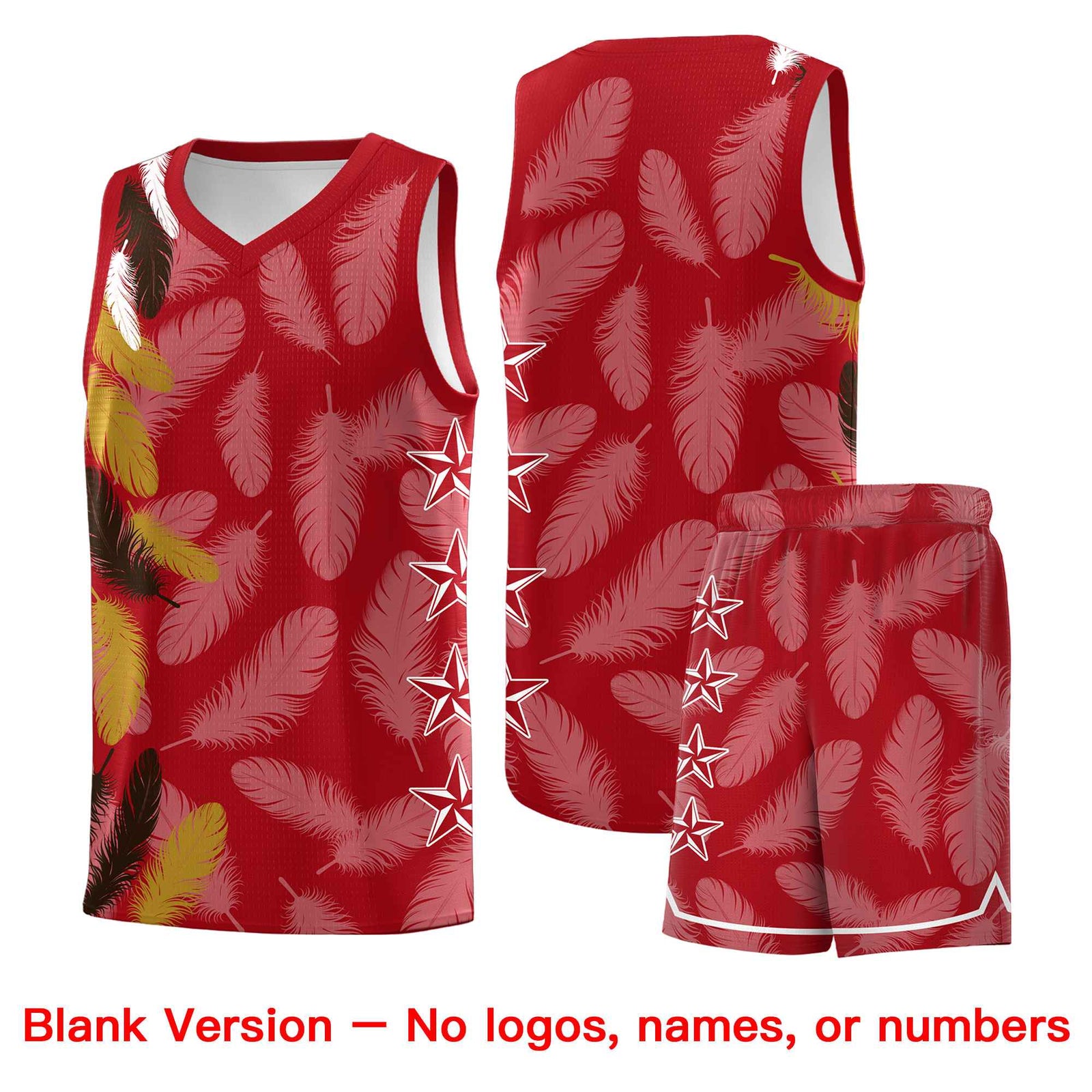 Custom Youth Basketball Jersey Red Brown Feather Series Sports Uniform
