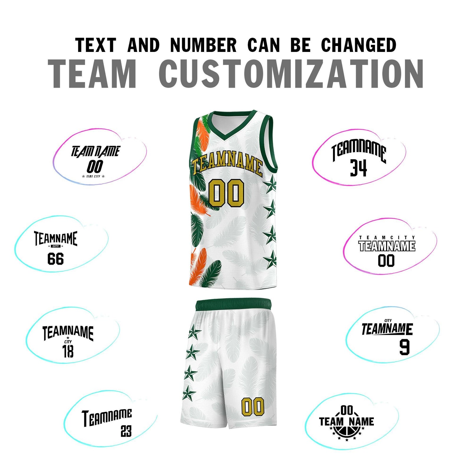 Custom Youth Basketball Jersey White Old Gold Feather Series Sports Uniform