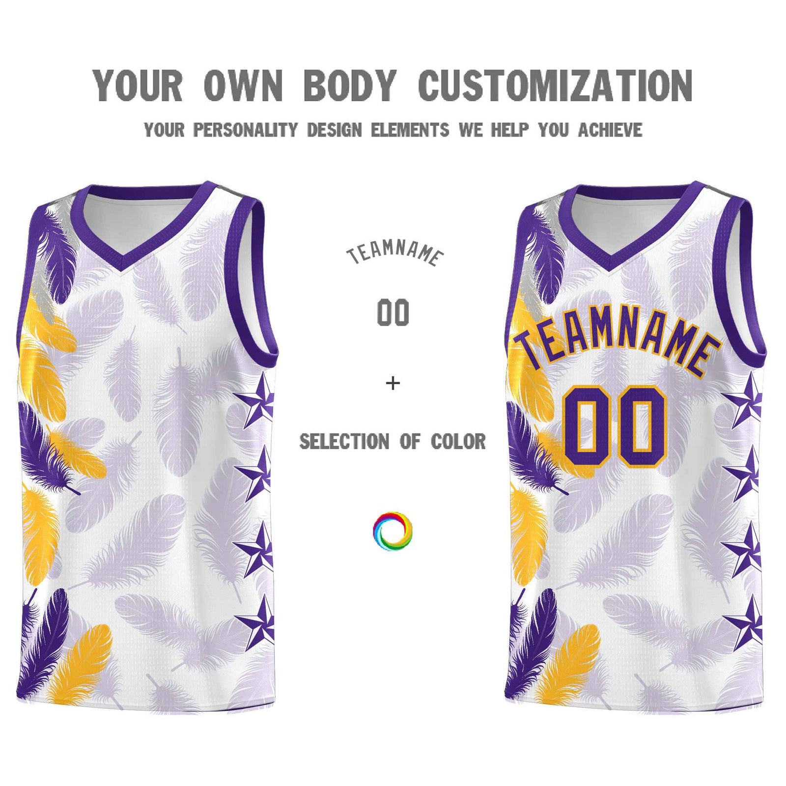 Custom Youth Basketball Jersey White Purple Feather Series Sports Uniform