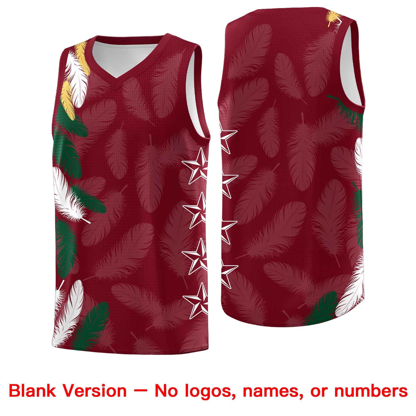 Custom Youth Basketball Jersey Crimson Old Gold Feather Series Sports Uniform