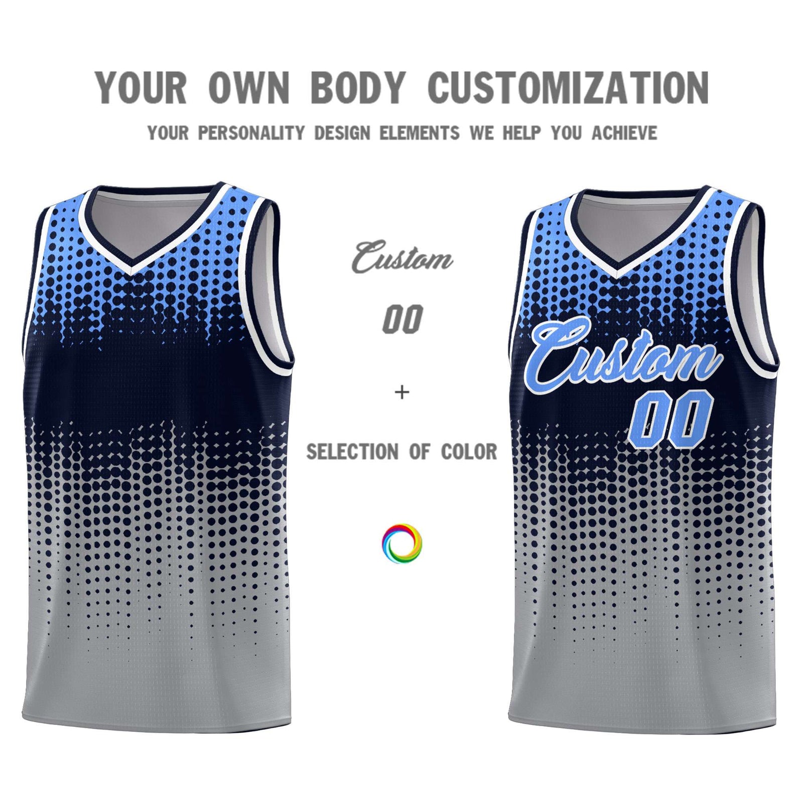Custom Gray Gradient Dots Design Pattern Sports Uniform Basketball Jersey