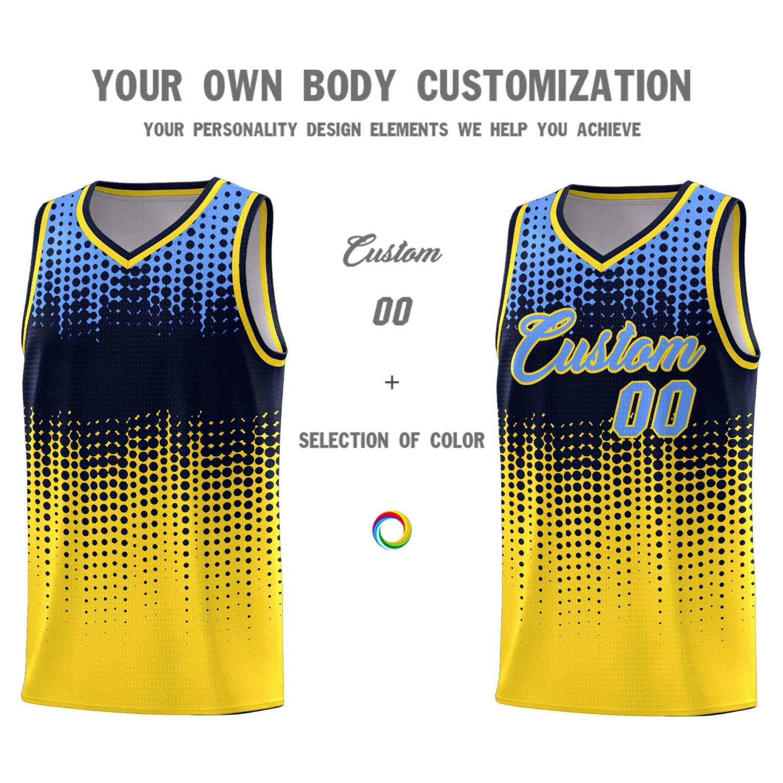 Custom Gold Gradient Dots Design Pattern Sports Uniform Basketball Jersey