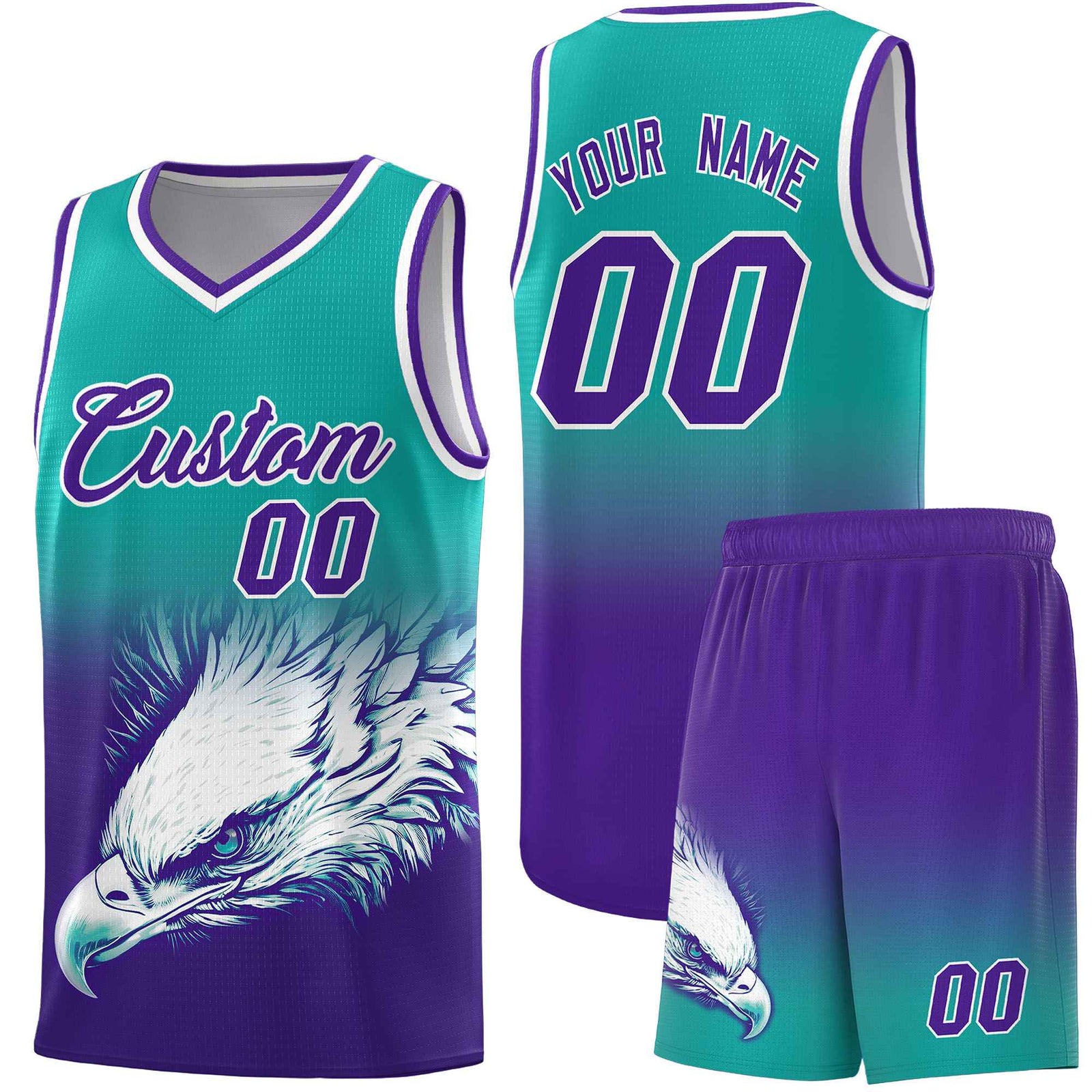 Custom Black Olive Basketball Kits with Eagle Pattern