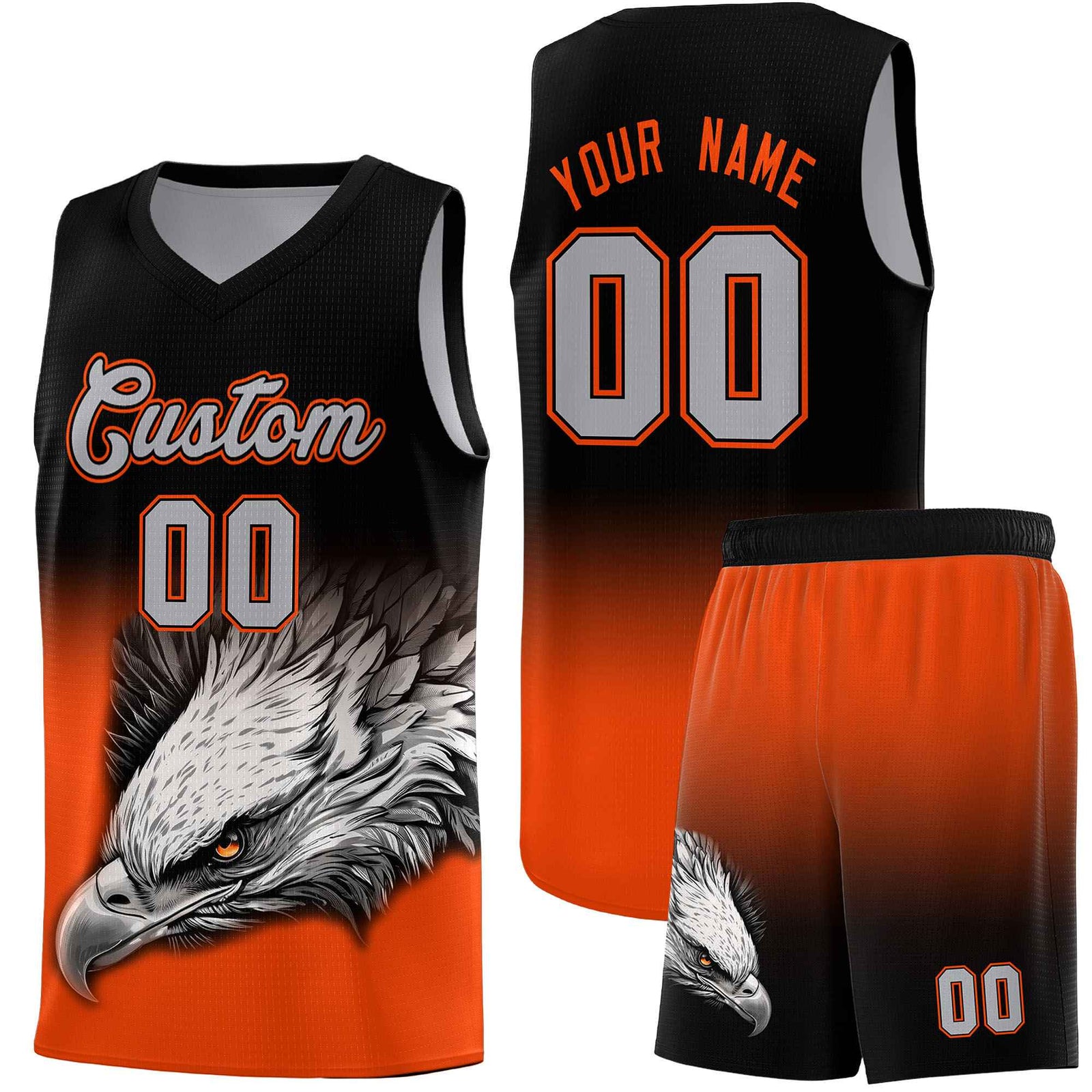 Custom Yellow Green Basketball Kits with Eagle Pattern