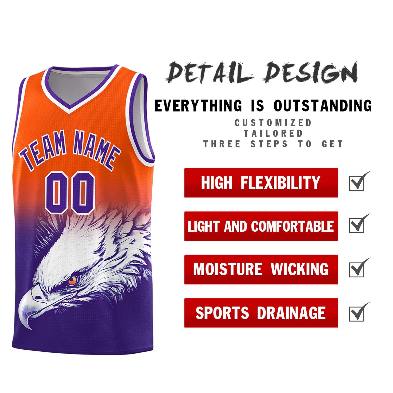 Custom Black Pink Basketball Kits with Eagle Pattern