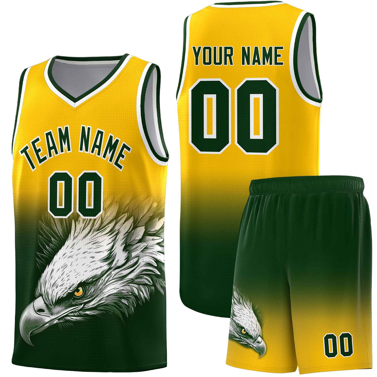 Custom Black Orange Basketball Kits with Eagle Pattern
