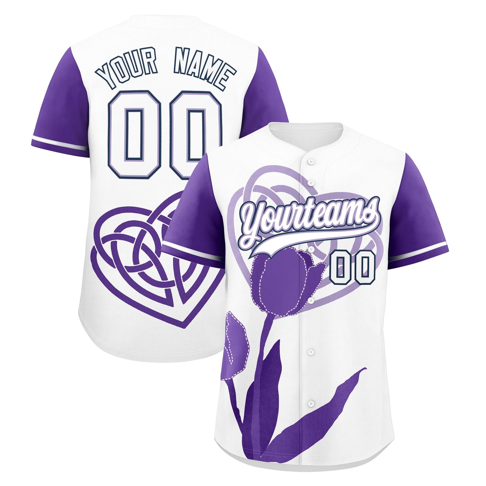 Custom White Light Purple Mother's Day Style Graffiti Pattern Quick Dry Baseball Jersey| KXKSHOP