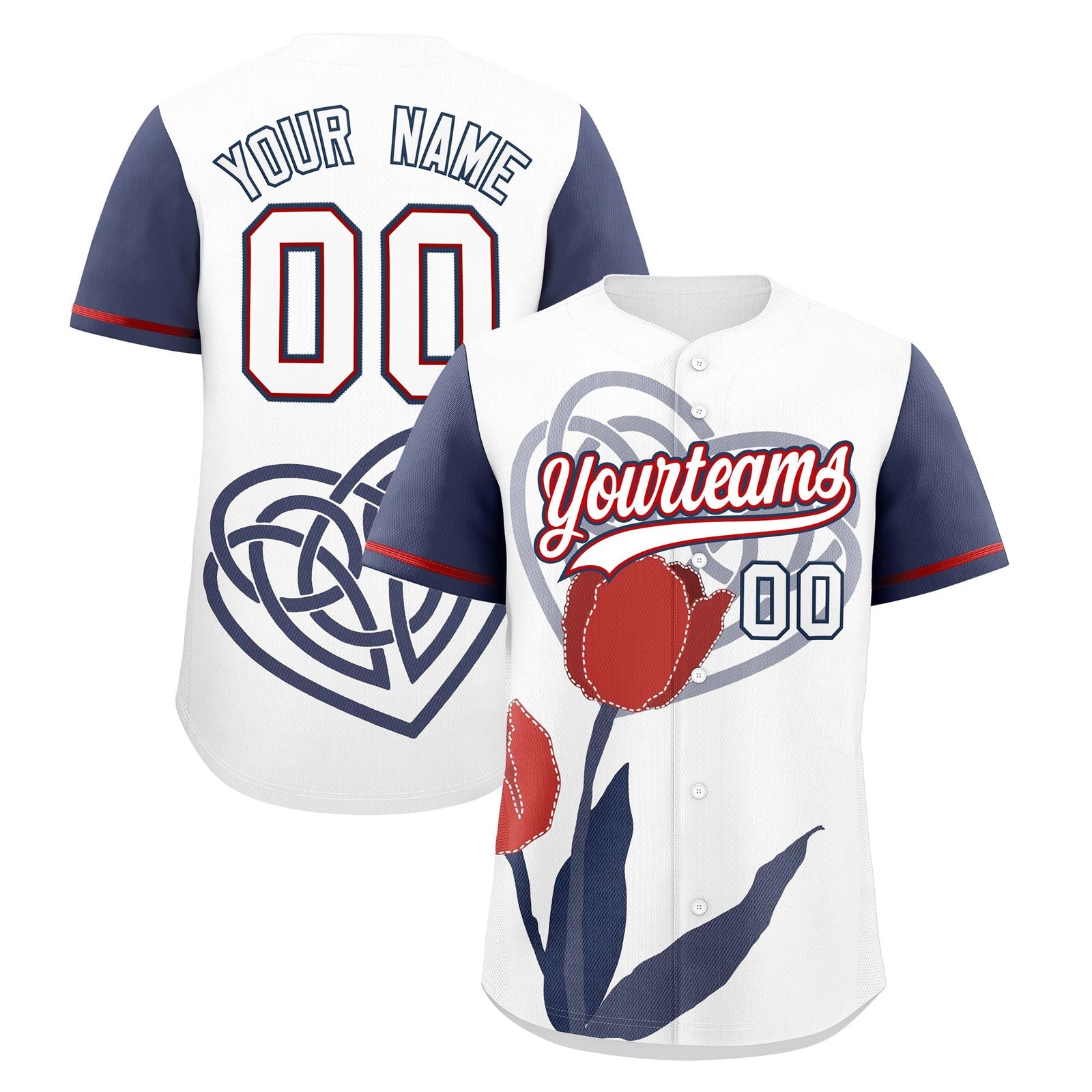 Custom White Midnight Blue Red Mother's Day Style Graffiti Pattern Quick Dry Baseball Jersey| KXKSHOP