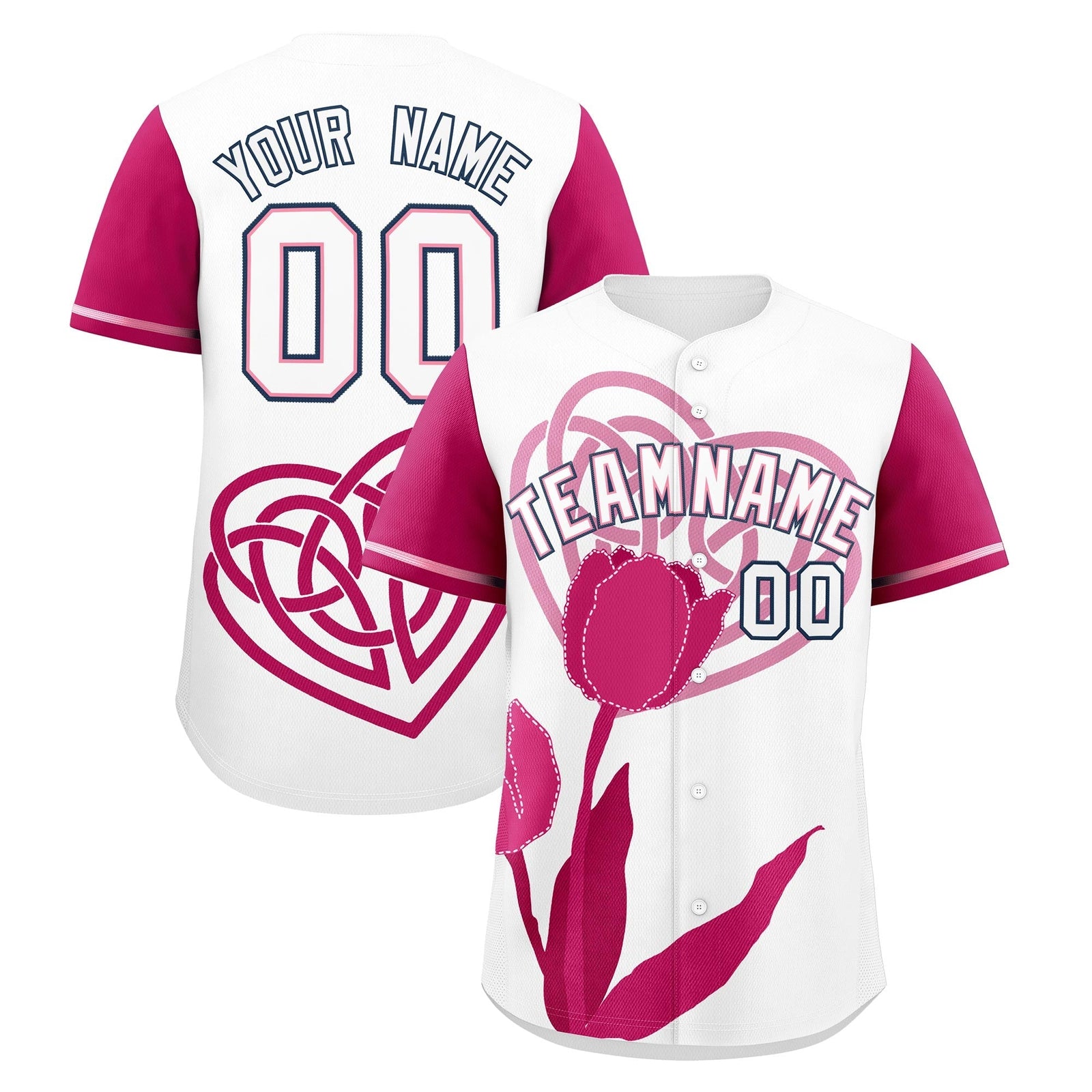 Custom White Light Pink Mother's Day Style Graffiti Pattern Stretch Fabric Baseball Jersey| KXKSHOP