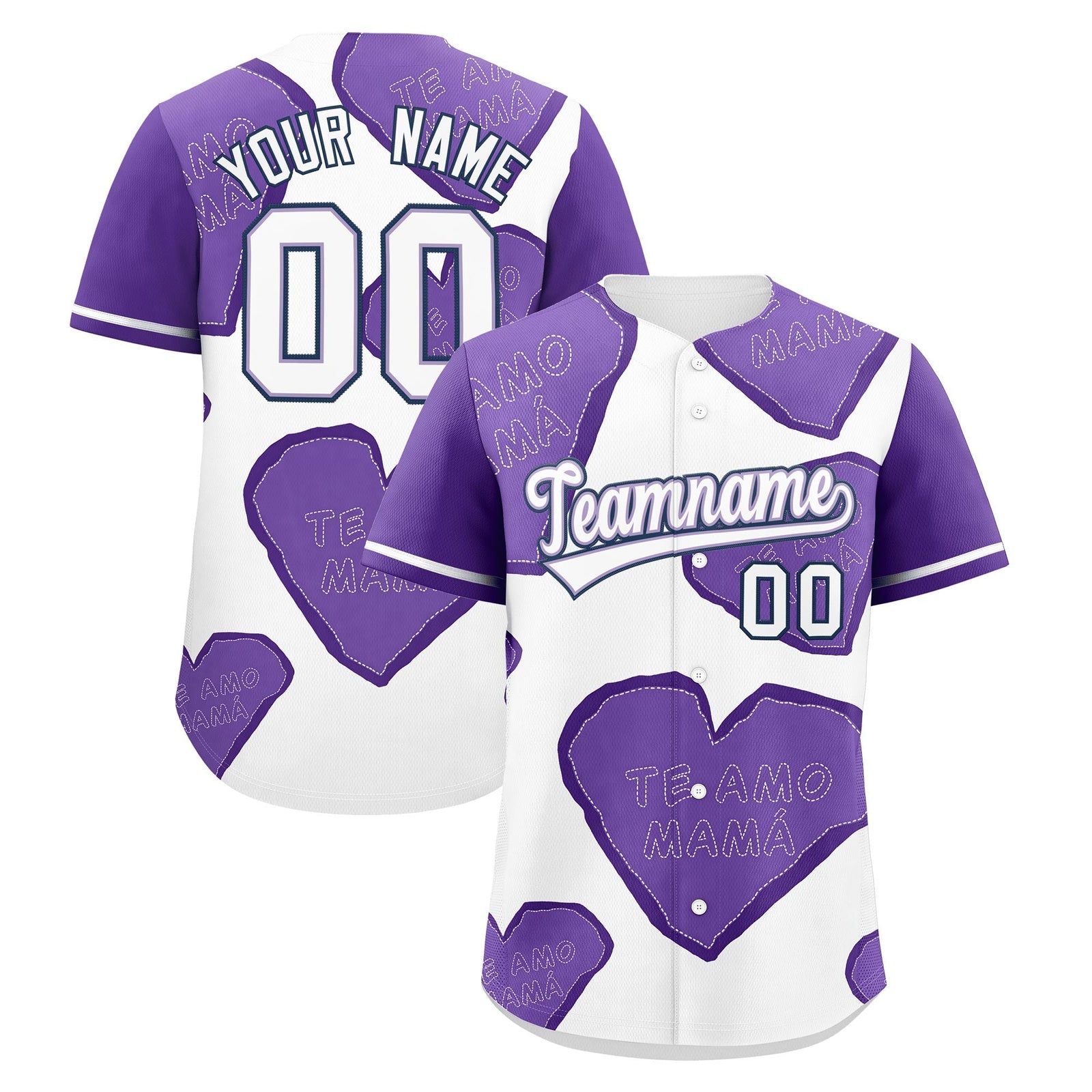 Custom White Light Purple Mother's Day Style Graffiti Pattern Quick Dry Baseball Jersey| KXKSHOP