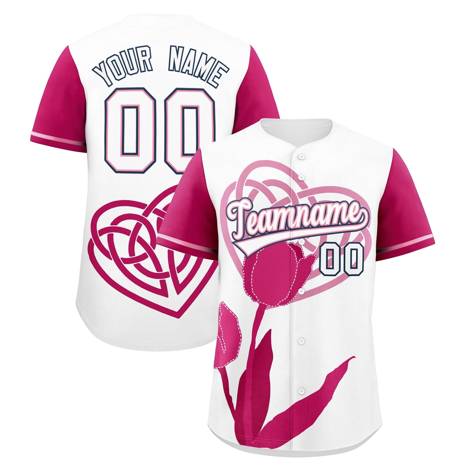 Custom White Light Pink Mother's Day Style Graffiti Pattern Stretch Fabric Baseball Jersey| KXKSHOP