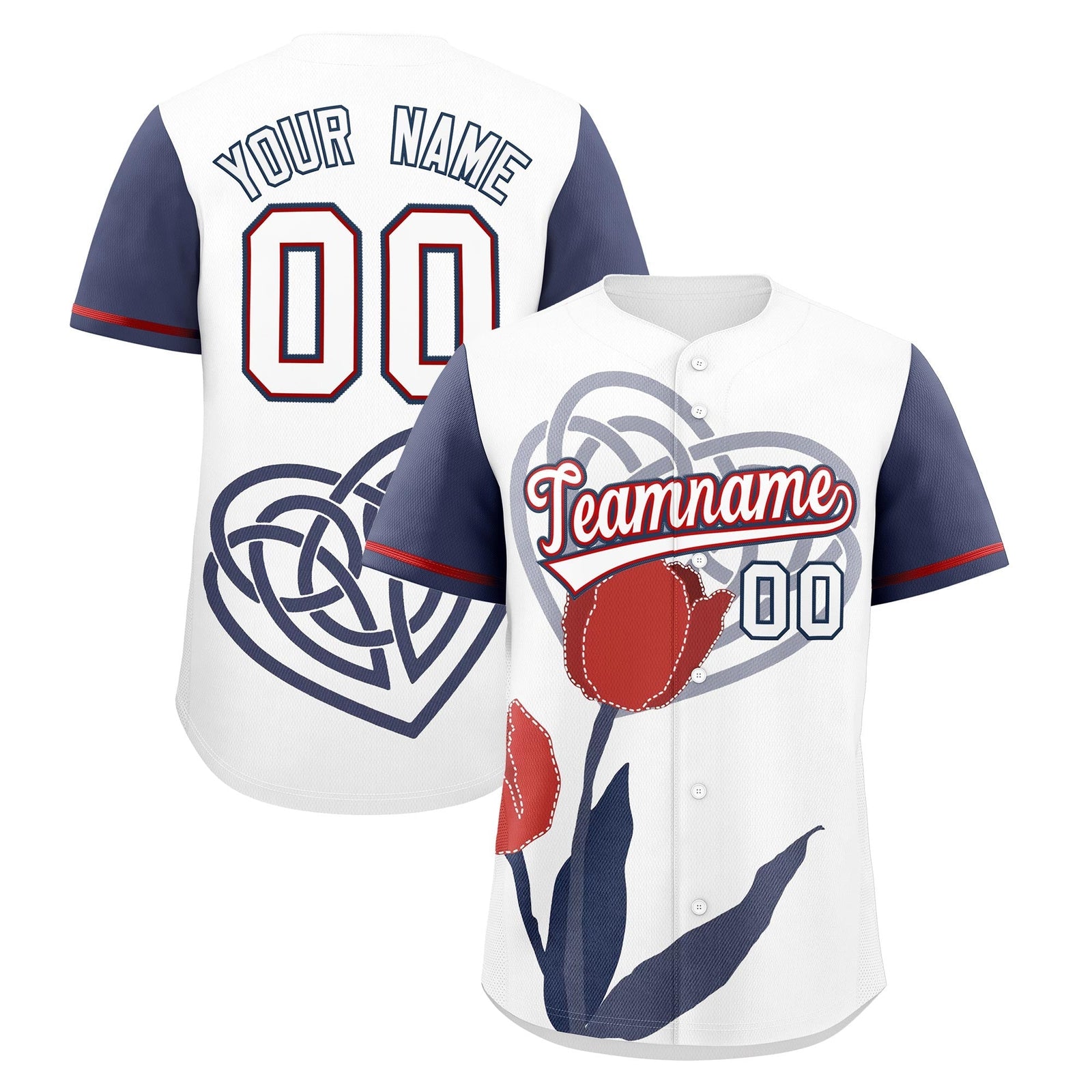 Custom White Midnight Blue Red Mother's Day Style Graffiti Pattern Quick Dry Baseball Jersey| KXKSHOP