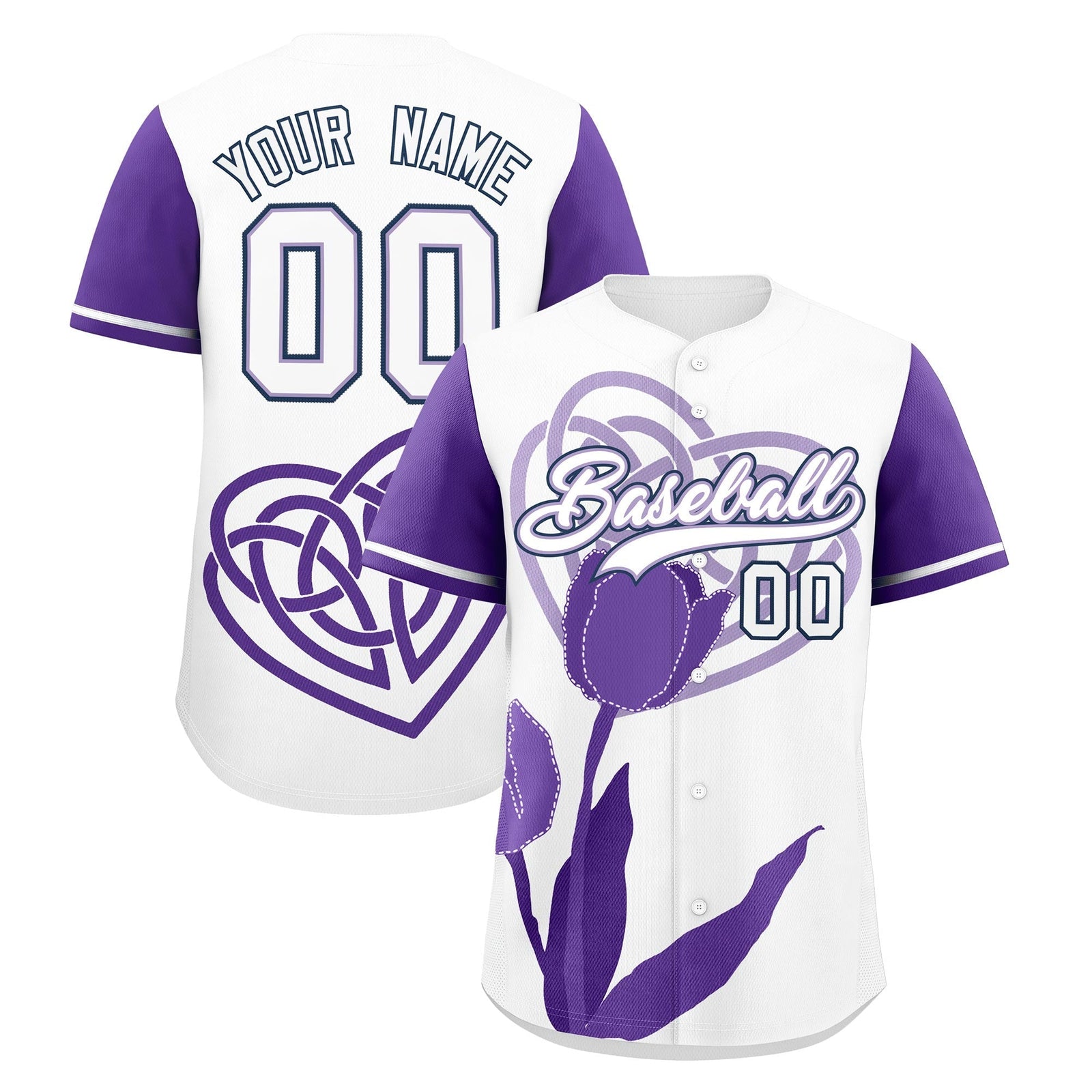 Custom White Light Purple Mother's Day Style Graffiti Pattern Quick Dry Baseball Jersey| KXKSHOP