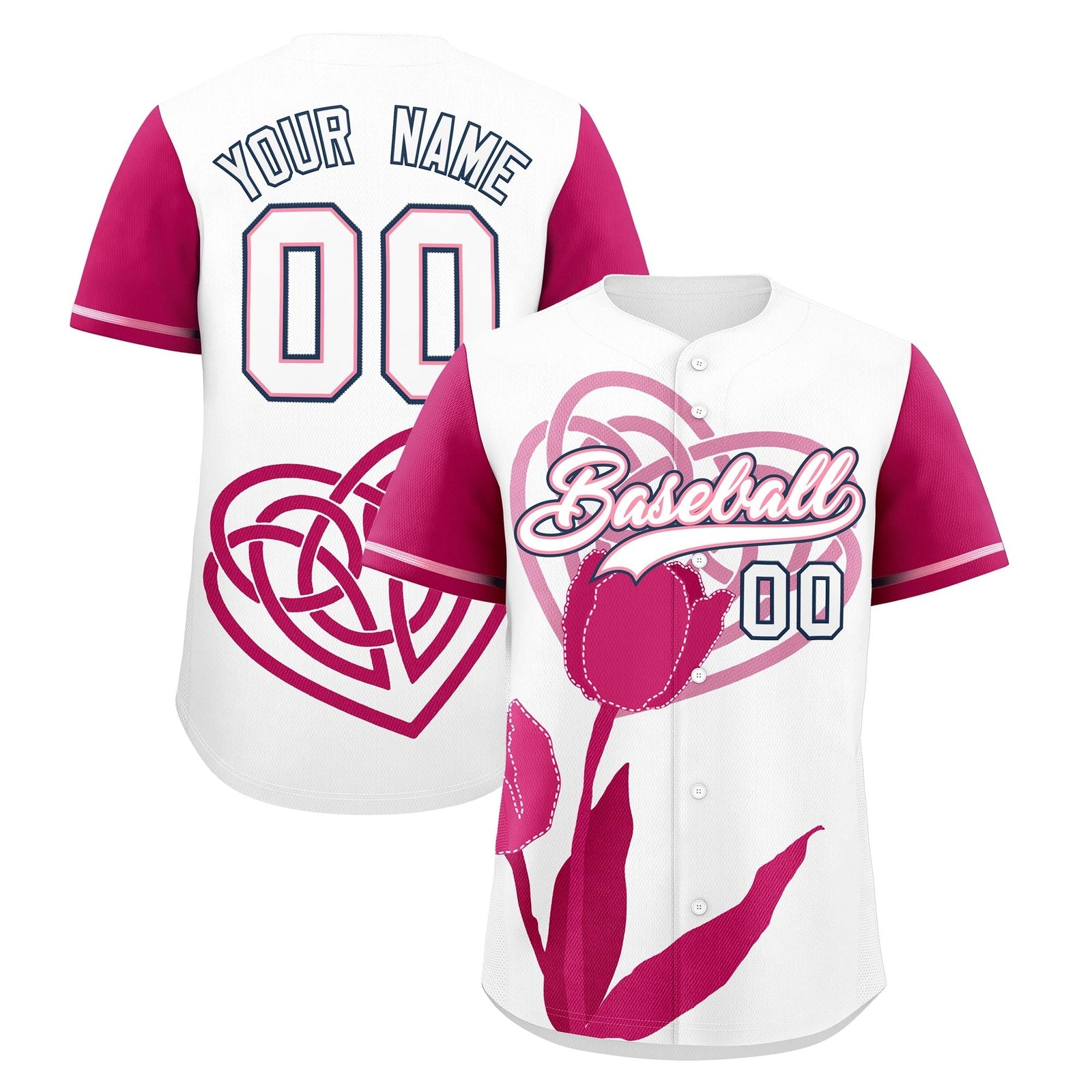 Custom White Light Pink Mother's Day Style Graffiti Pattern Stretch Fabric Baseball Jersey| KXKSHOP