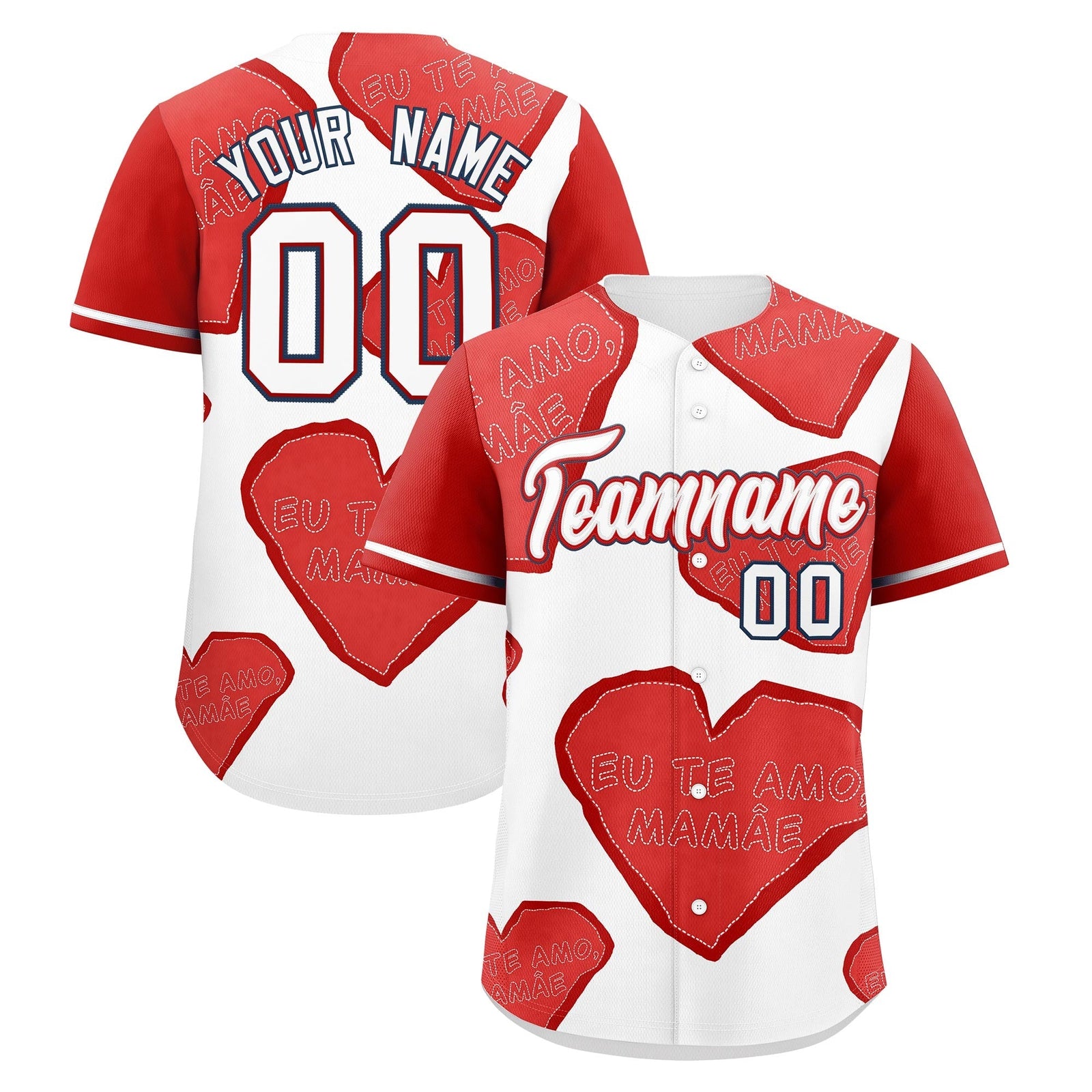 Custom White Red Mother's Day Style Graffiti Pattern Quick Dry Baseball Jersey| KXKSHOP