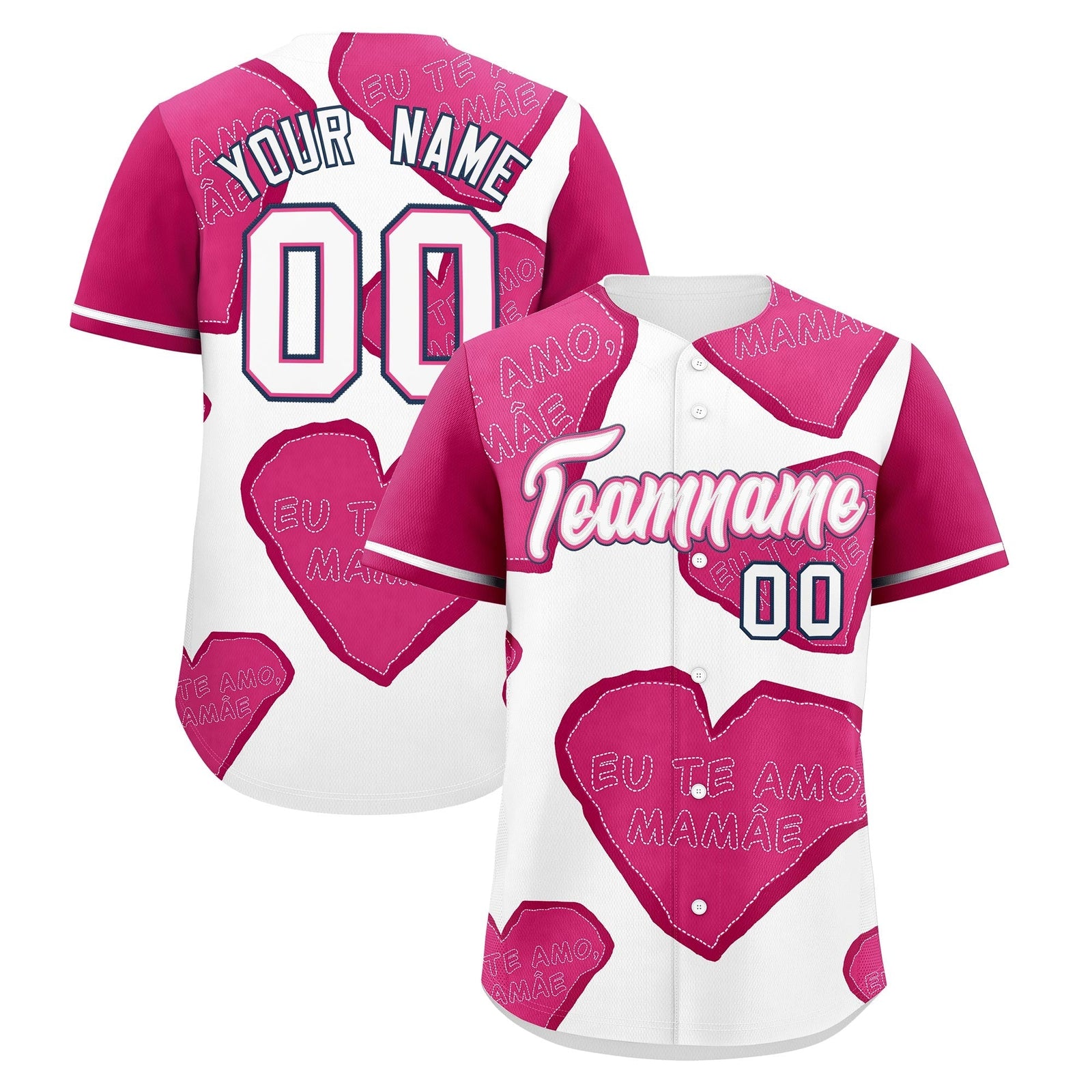 Custom White Pink Mother's Day Style Graffiti Pattern Quick Dry Baseball Jersey| KXKSHOP