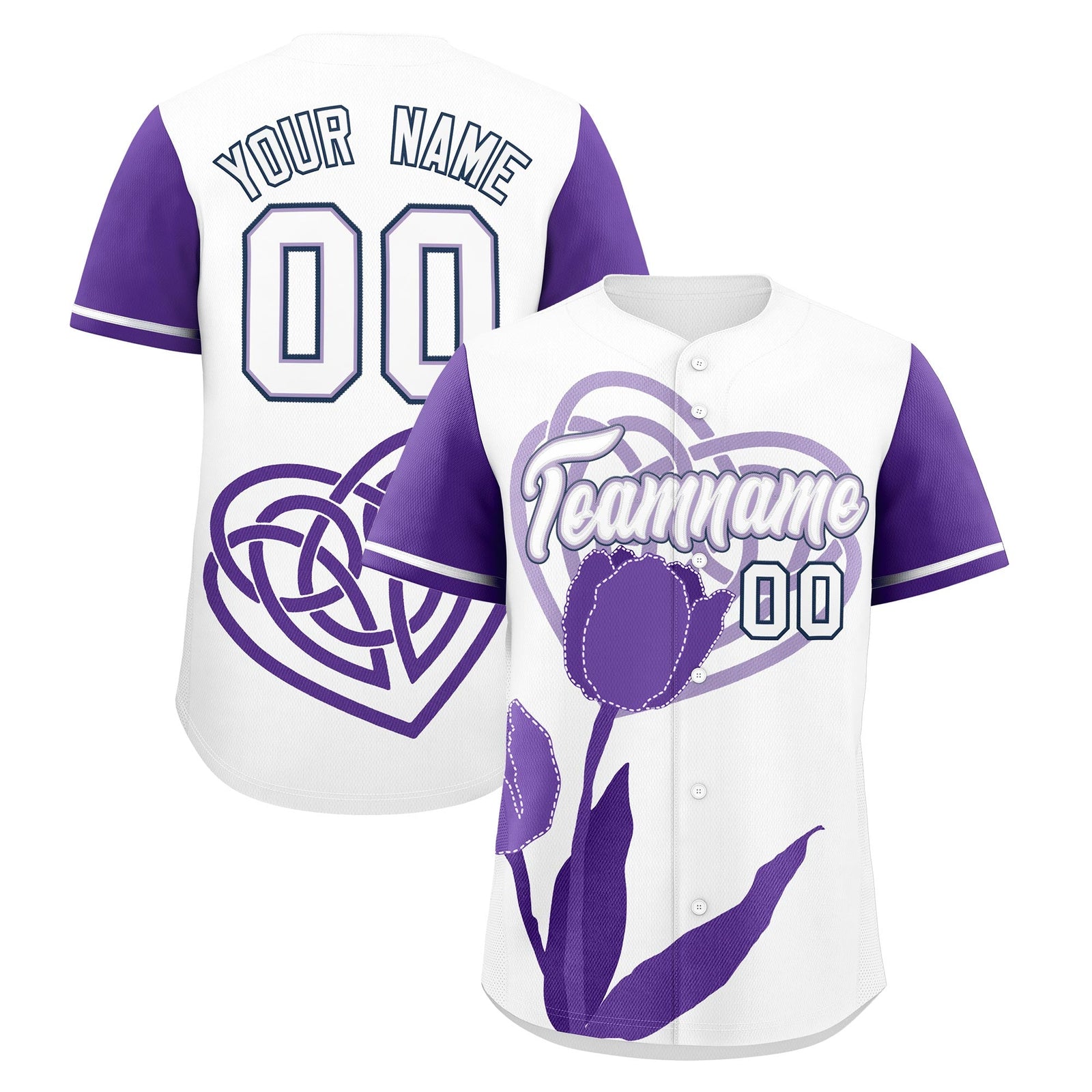 Custom White Light Purple Mother's Day Style Graffiti Pattern Quick Dry Baseball Jersey| KXKSHOP