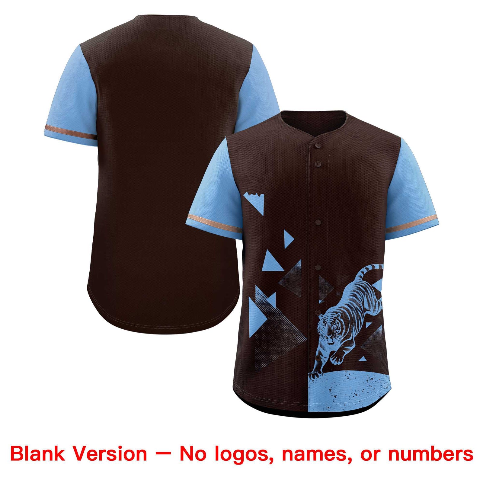 Custom Powder Blue Brown Raptor Series Raglan Sleeves Drapable Baseball Jersey