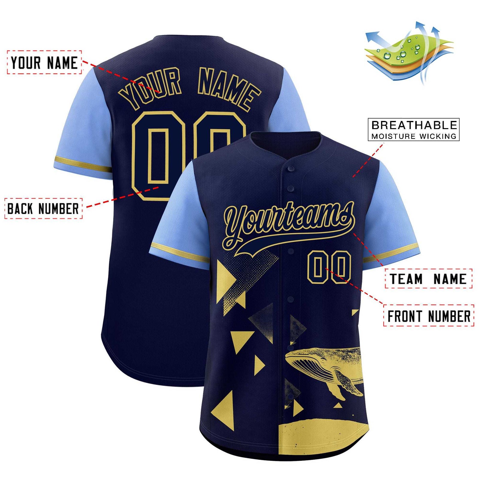 Custom Light Blue Navy Raptor Series Raglan Sleeves Casual Sports Baseball Jersey