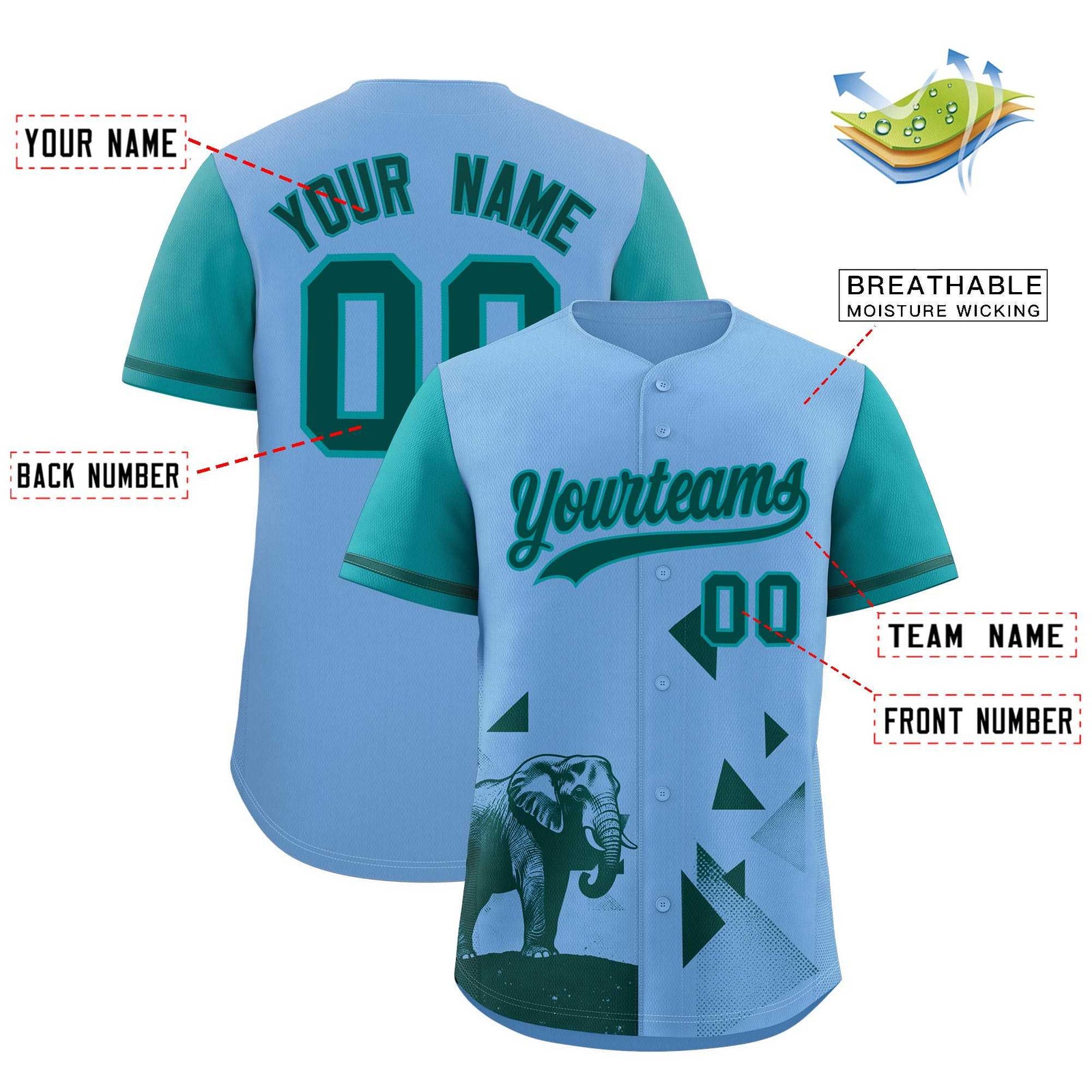 Custom Aqua Light Blue Raptor Series Raglan Sleeves Casual Sports Baseball Jersey
