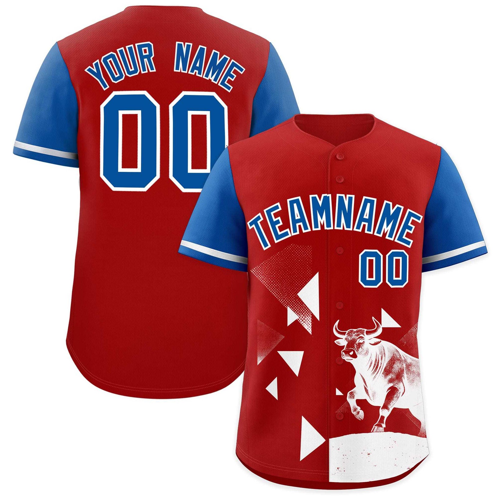 Custom Royal Red Raptor Series Raglan Sleeves Street Style Baseball Jersey