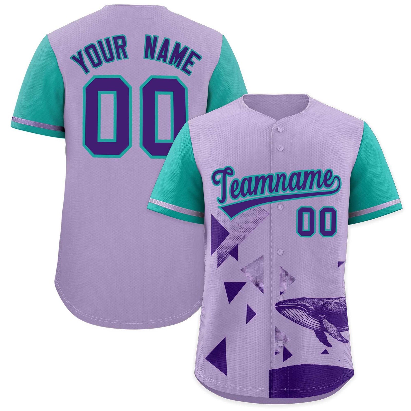 Custom Aqua Light Purple Raptor Series Raglan Sleeves Lightweight Baseball Jersey |KXKSHOP