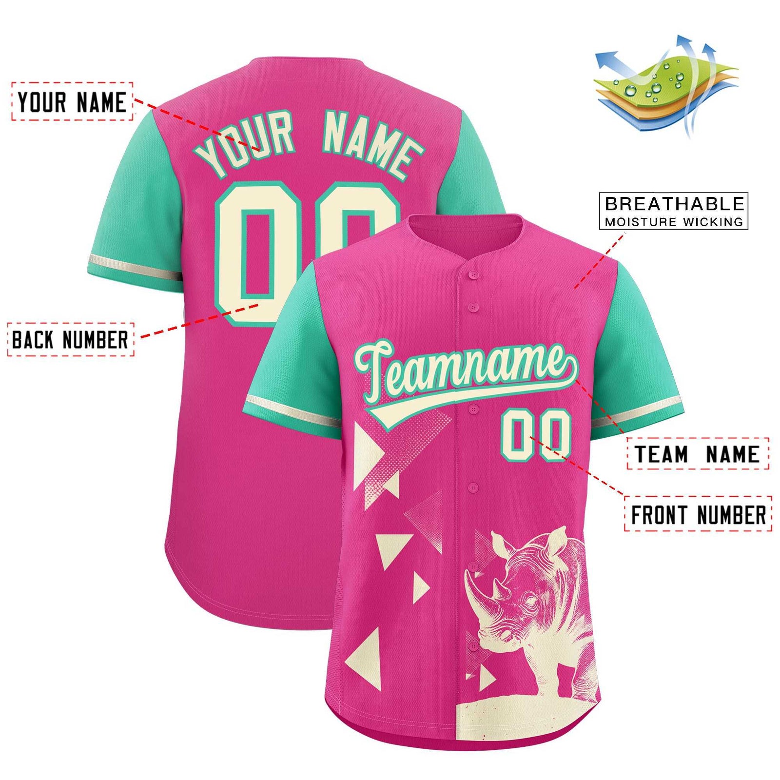 Custom Green Rose Red Raptor Series Raglan Sleeves Breathable Baseball Jersey |KXKSHOP