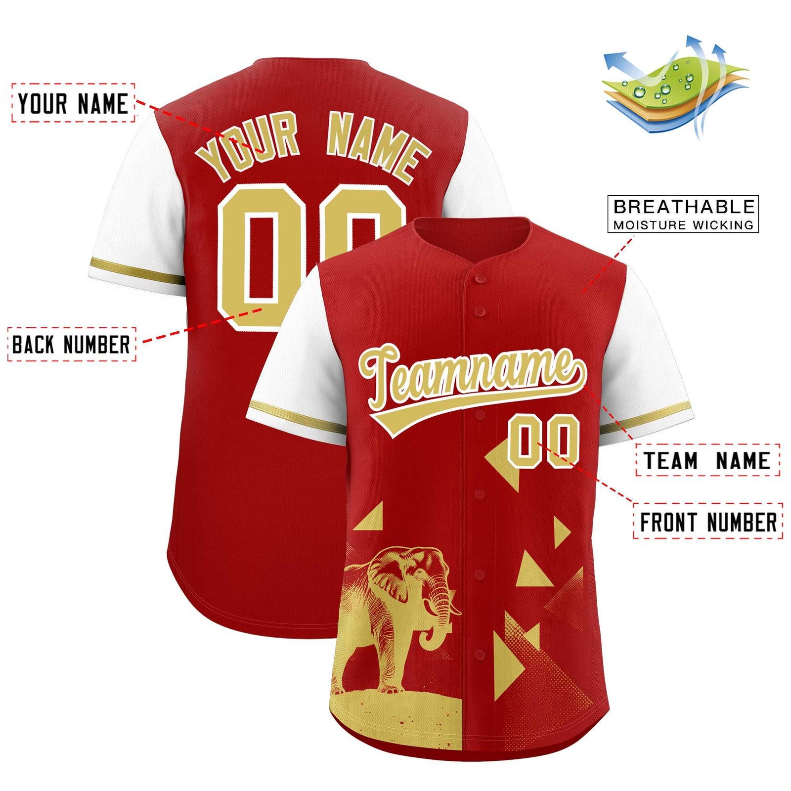 Custom Red White Raptor Series Raglan Sleeves Street Style Baseball Jersey |KXKSHOP