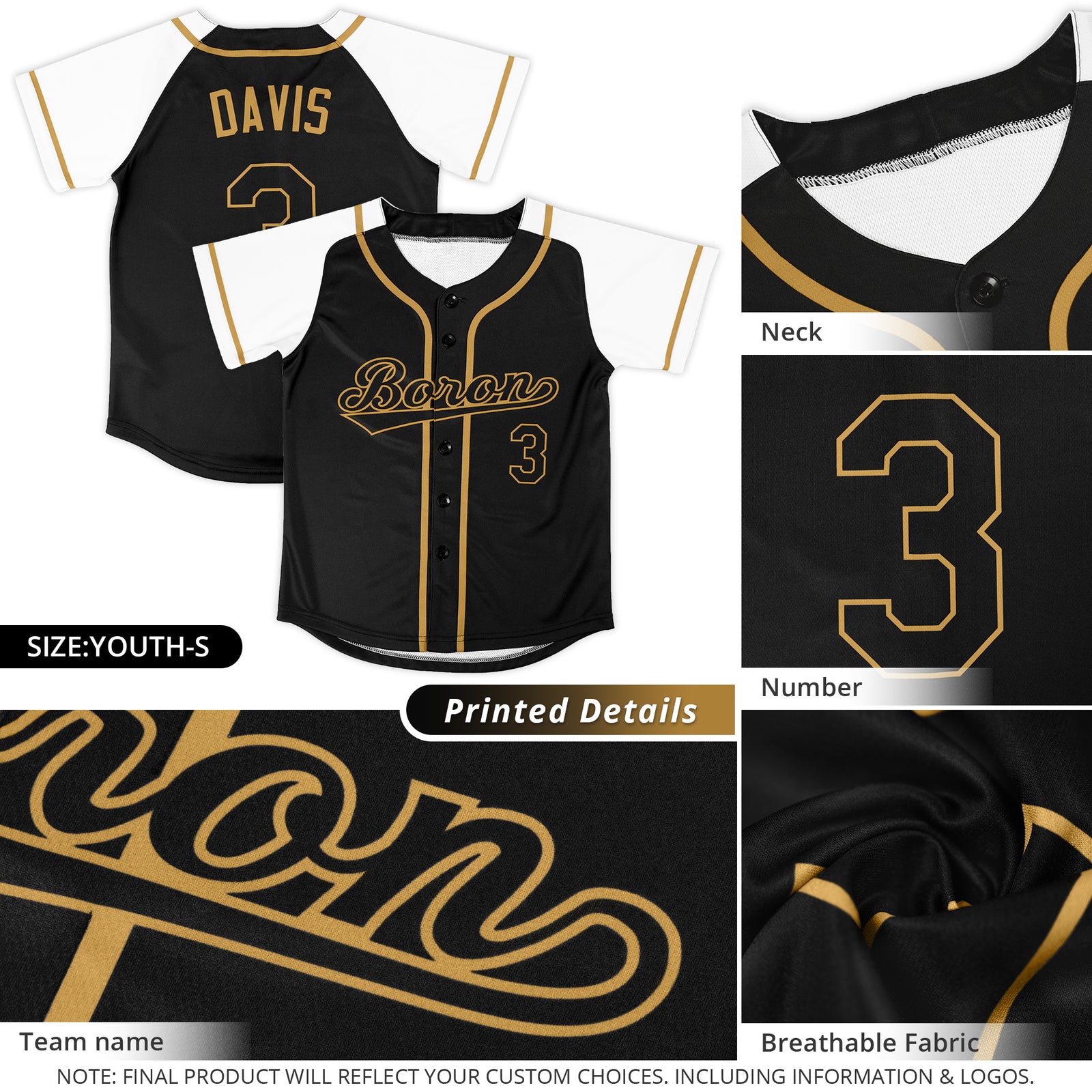 Custom Light Blue Gold Raptor Series Raglan Sleeves Lightweight Baseball Jersey