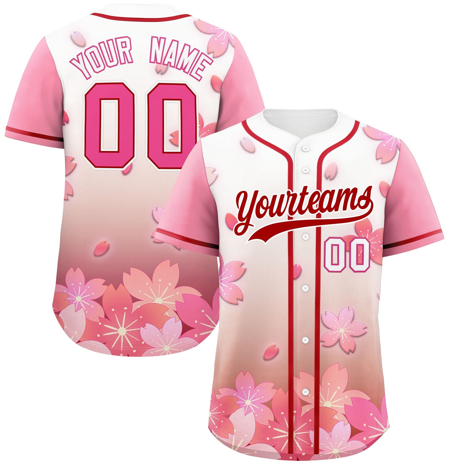 Custom Red Pink Gradient Fashion Elastic Baseball Jersey| KXKSHOP