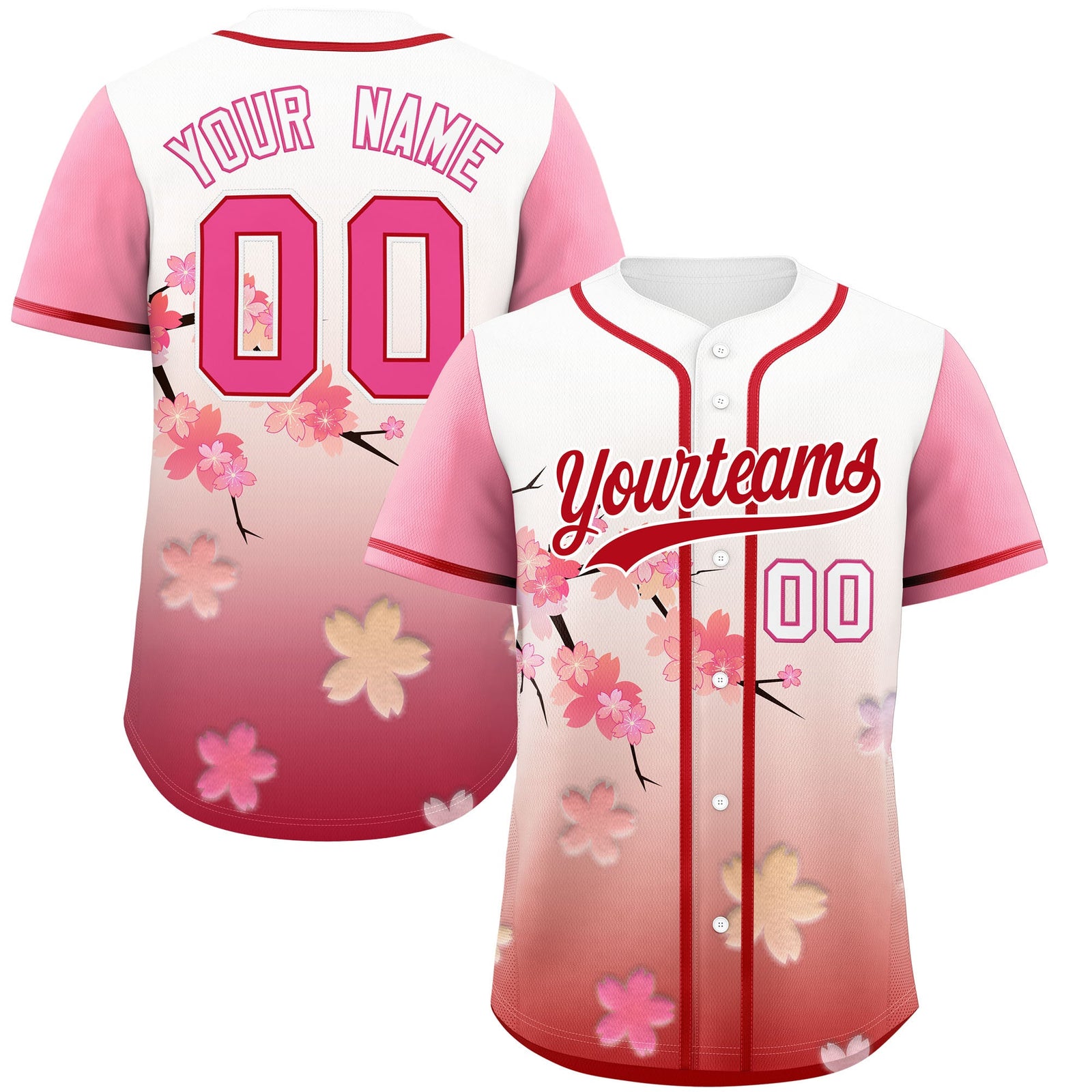 Custom Pink Red Gradient Fashion Elastic Baseball Jersey| KXKSHOP
