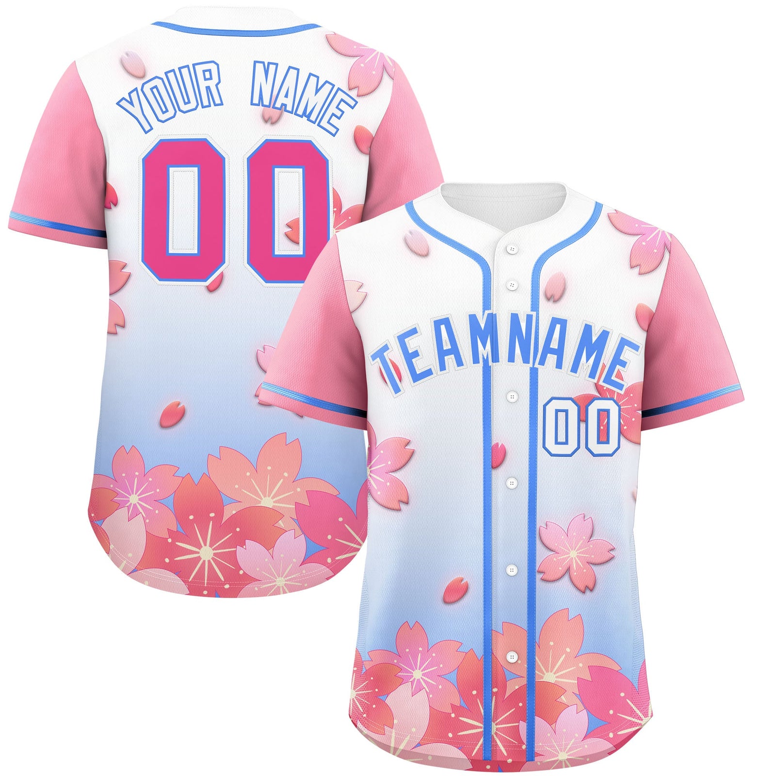 Custom Blue Pink Gradient Fashion Elastic Baseball Jersey| KXKSHOP