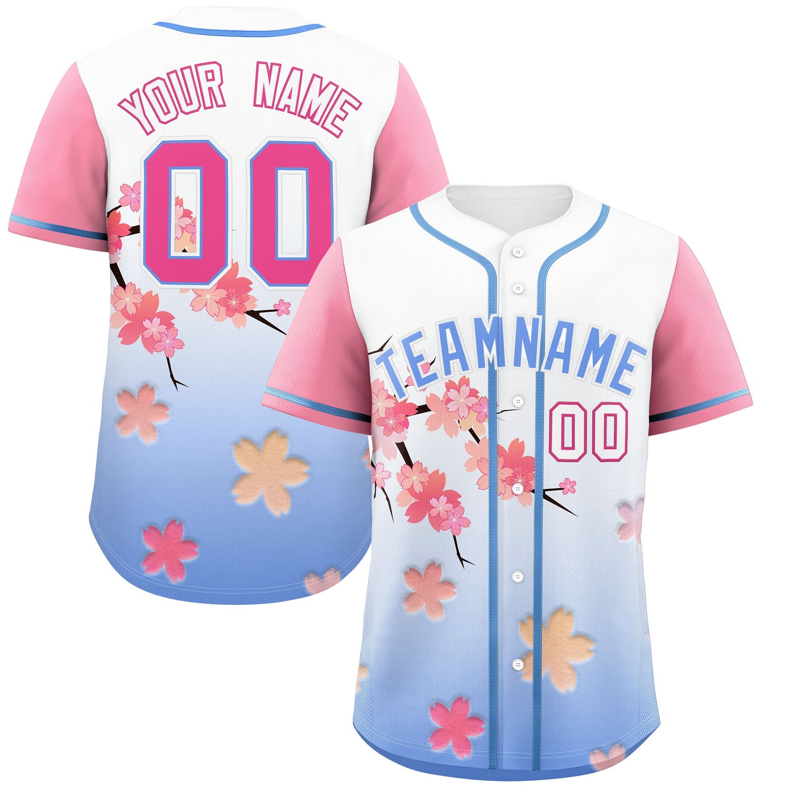 Custom Light Blue Pink Gradient Fashion Elastic Baseball Jersey| KXKSHOP