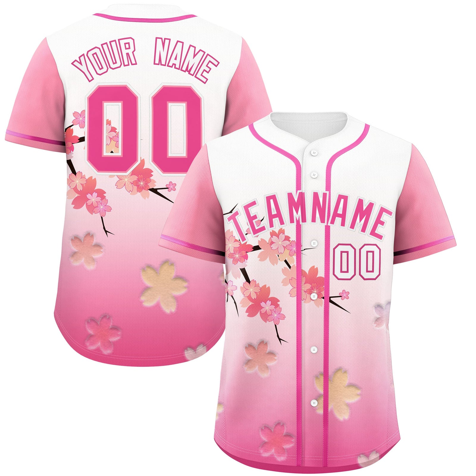 Custom White Pink Gradient Fashion Elastic Baseball Jersey| KXKSHOP