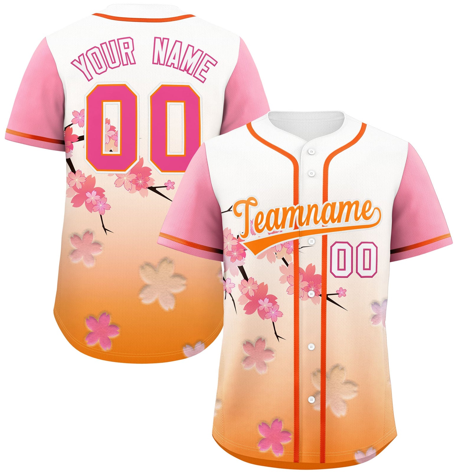 Custom Gold Orange Pink Gradient Fashion Elastic Baseball Jersey| KXKSHOP