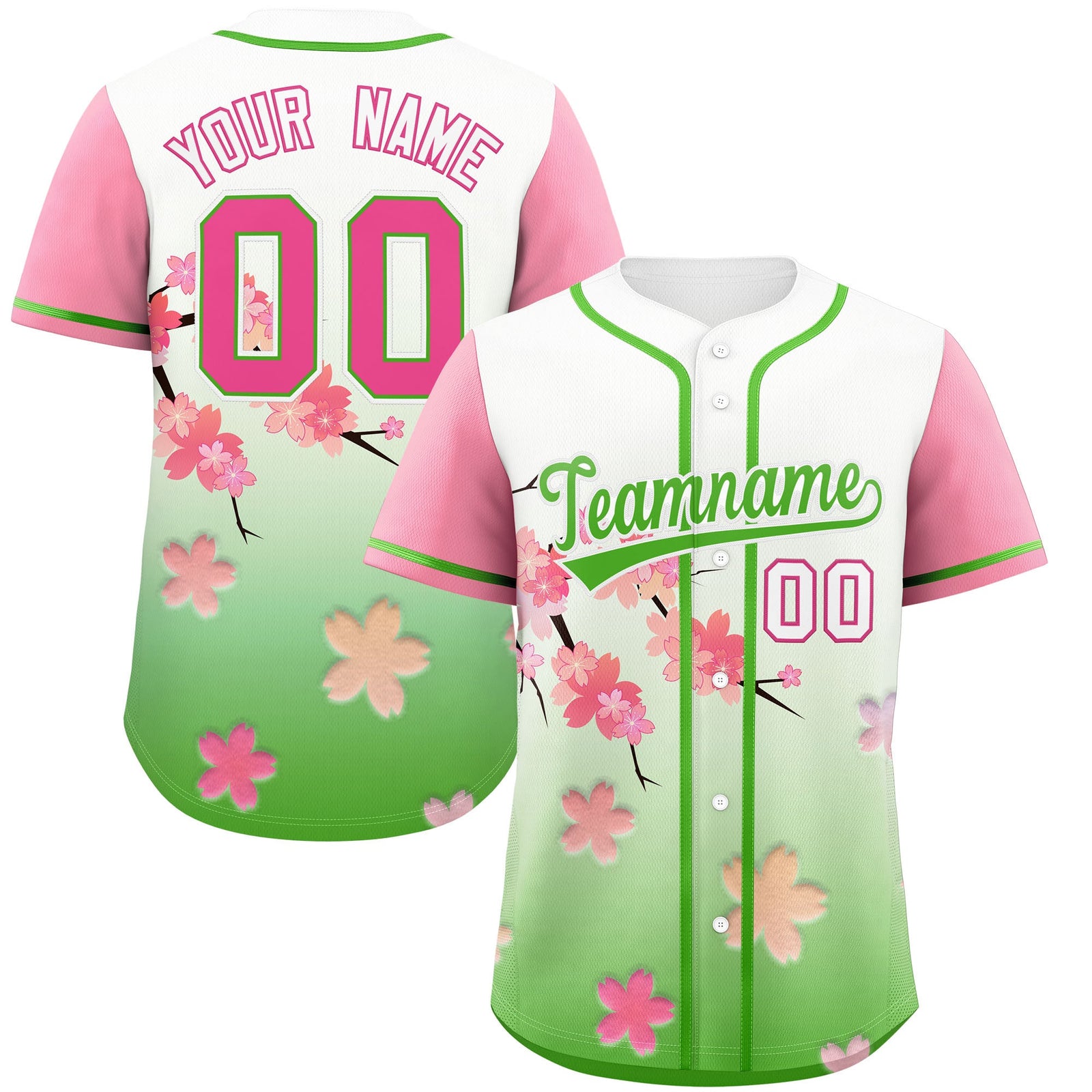 Custom Light Green Pink Gradient Fashion Elastic Baseball Jersey| KXKSHOP