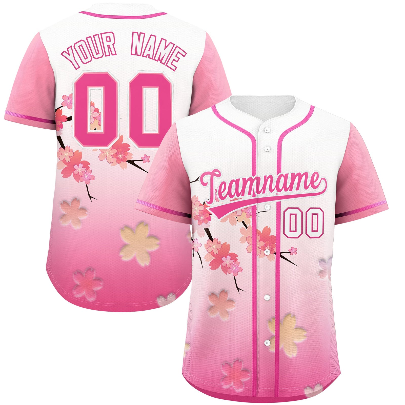 Custom White Pink Gradient Fashion Elastic Baseball Jersey| KXKSHOP